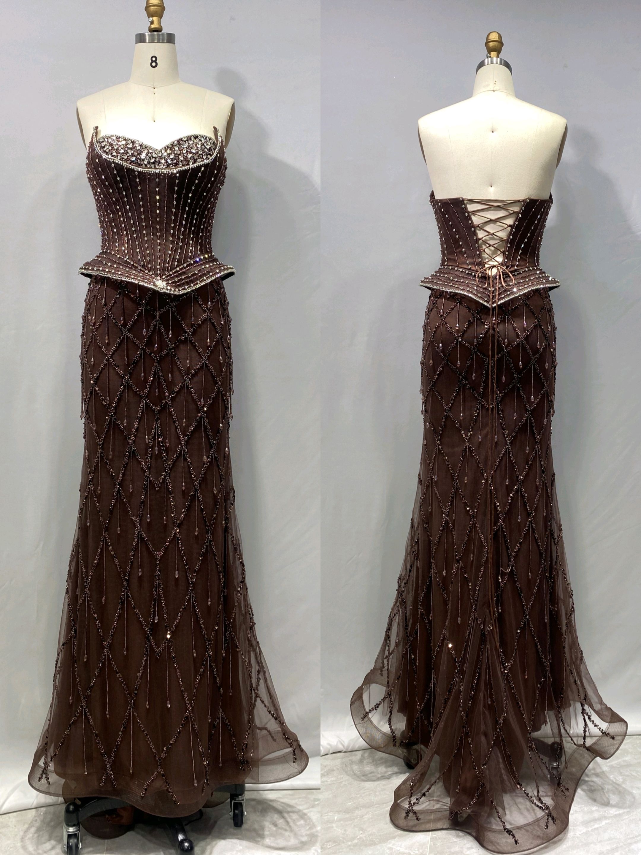 Strapless Mermaid Corset Maxi Dress