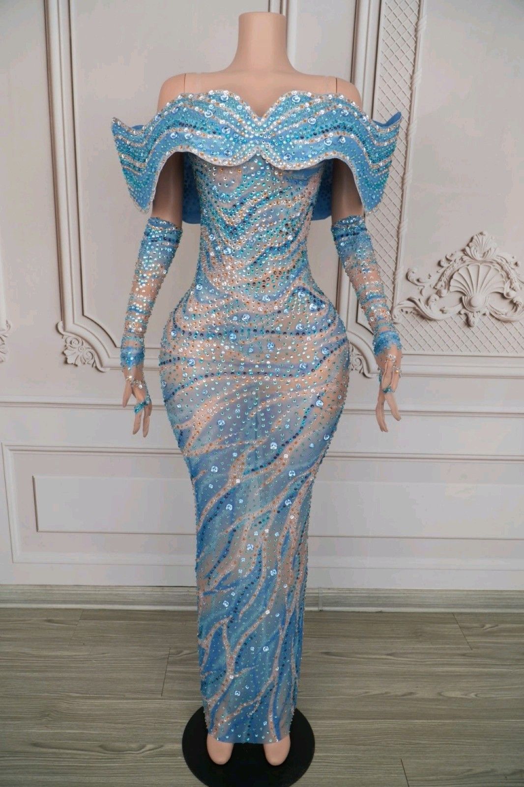 Mermaid Maxi Dress with Off-Shoulder