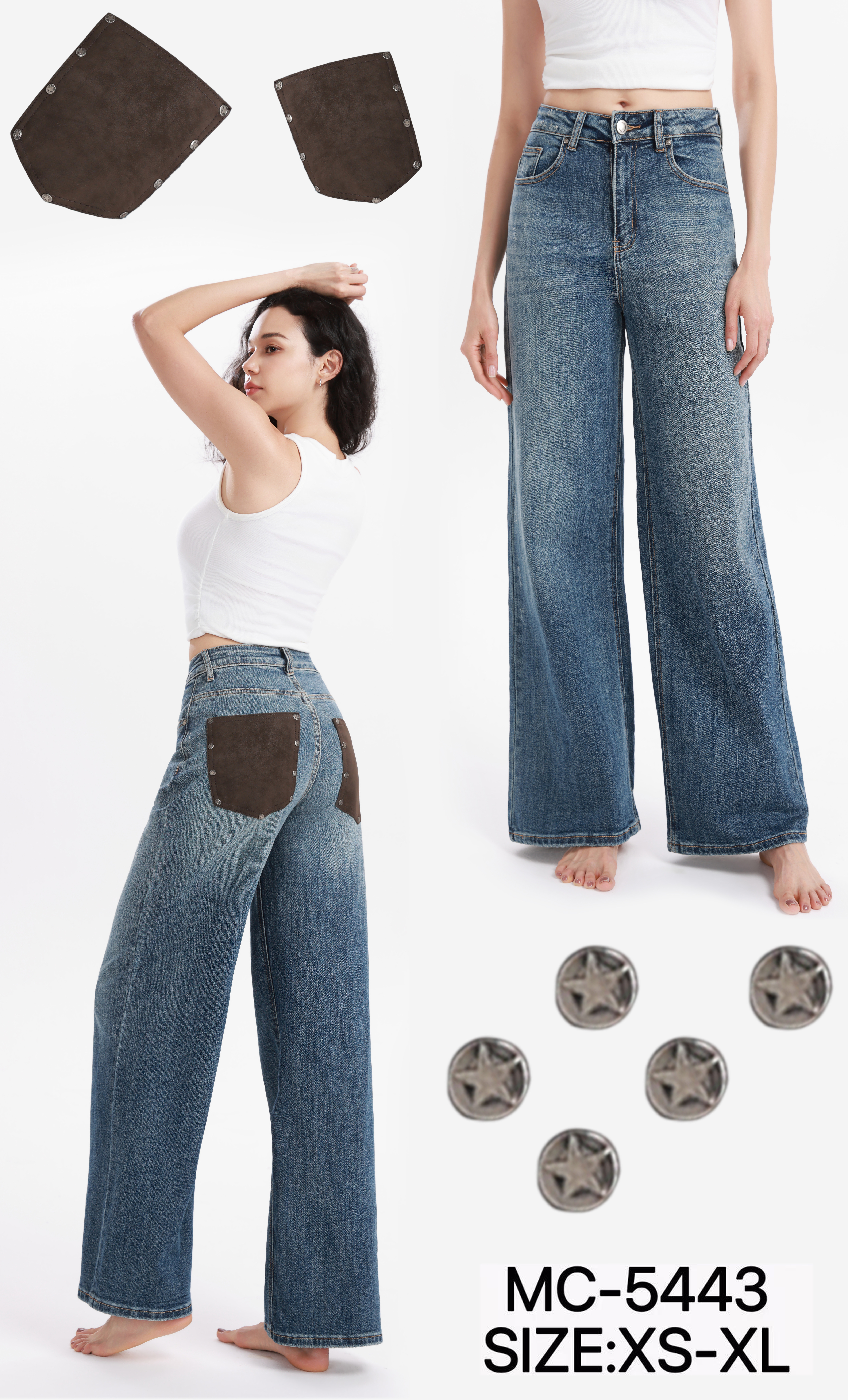 High‑Waist Wide‑Leg Jeans