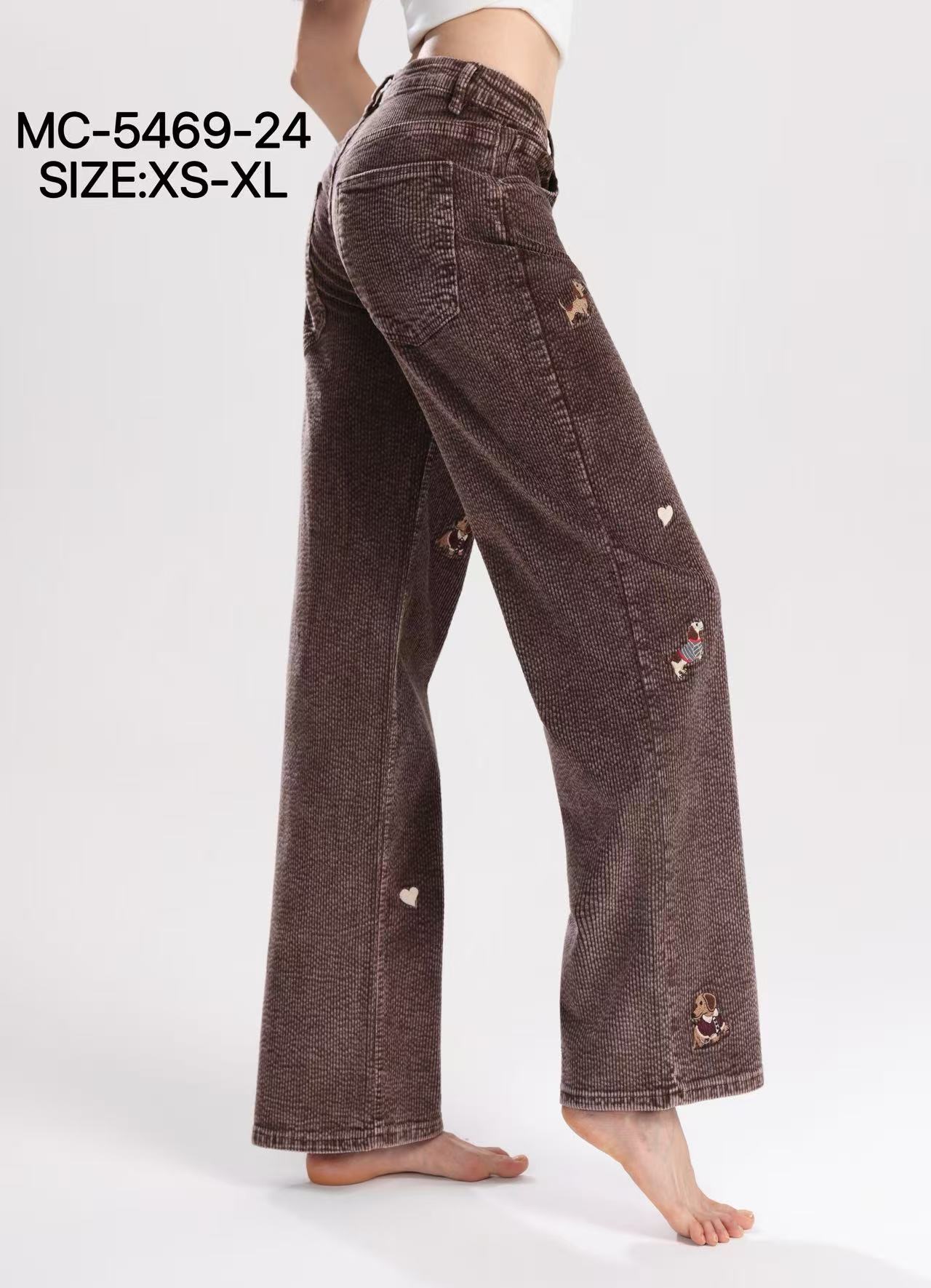 Straight Trousers with Embroidery