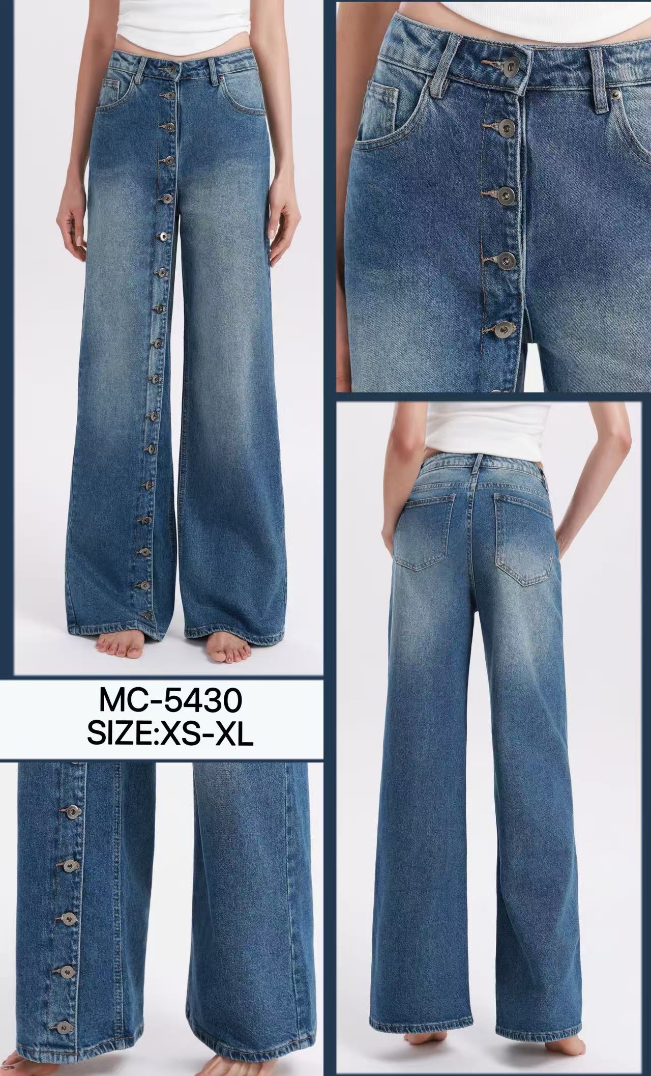 High‑Waist Wide‑Leg Jeans