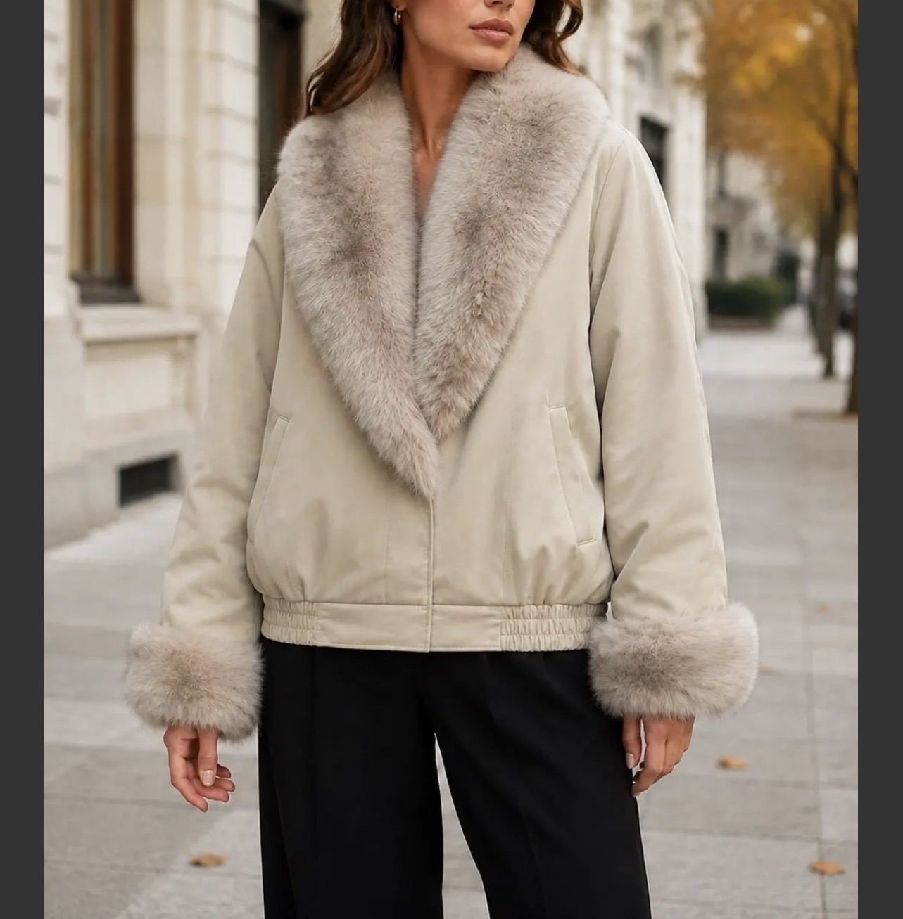 Fur‑Trim Bomber Jacket