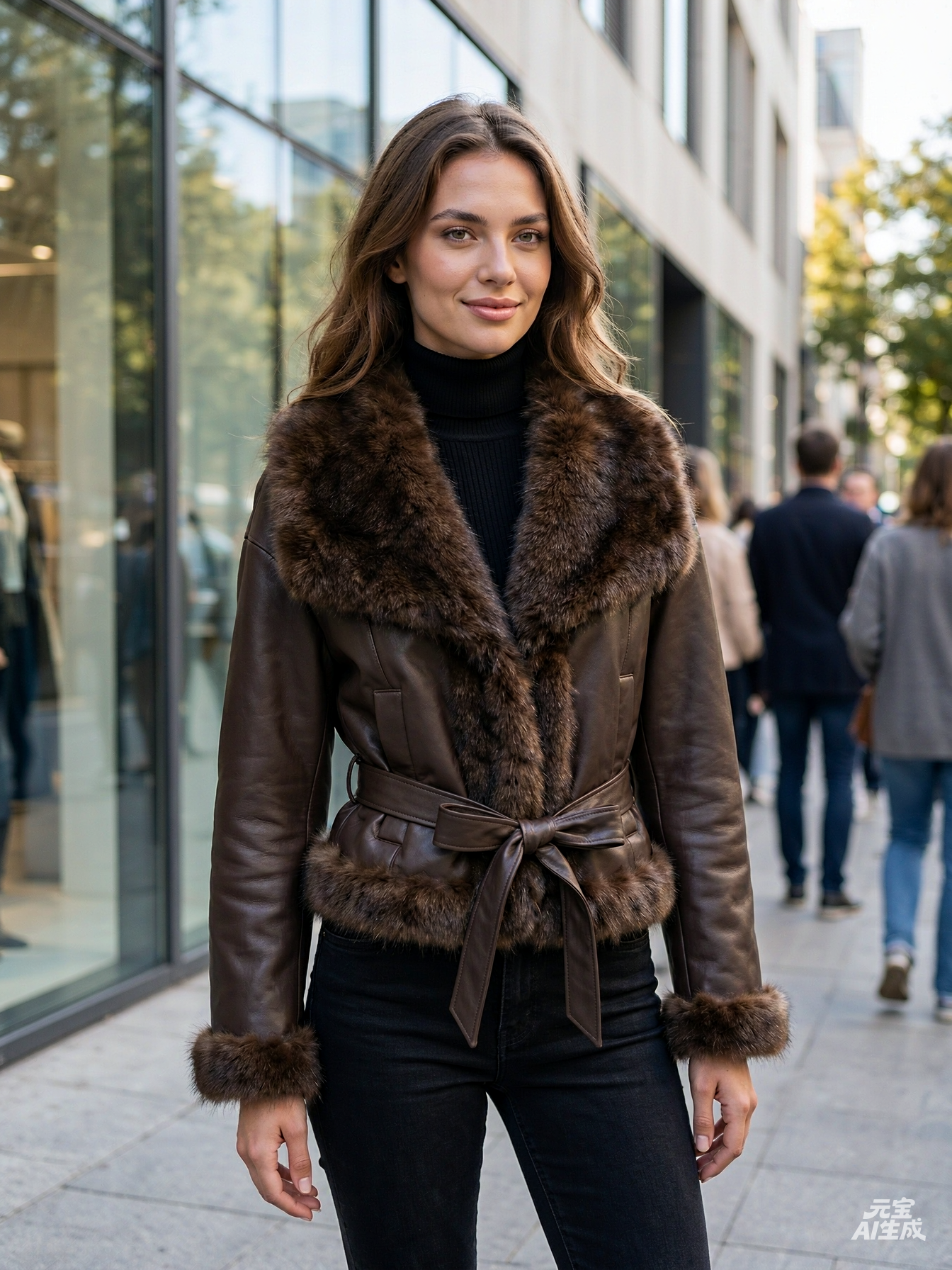 Tailored Jacket with Faux-Fur Collar