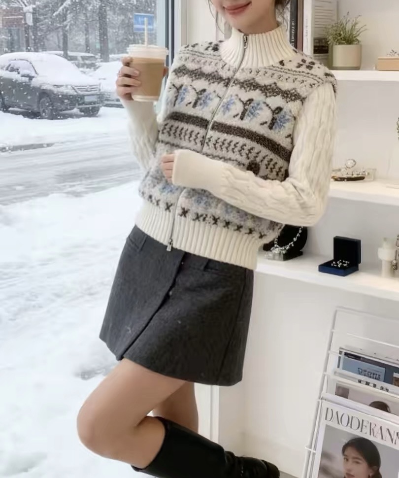 Knit Jacket with Turtleneck