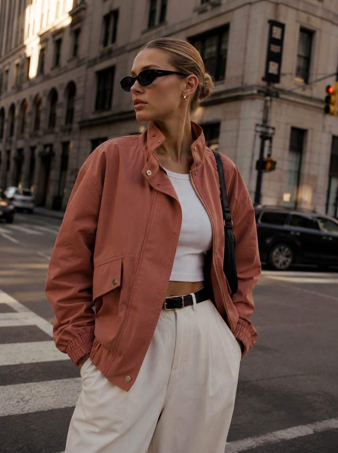 Bomber Jacket with Stand Collar