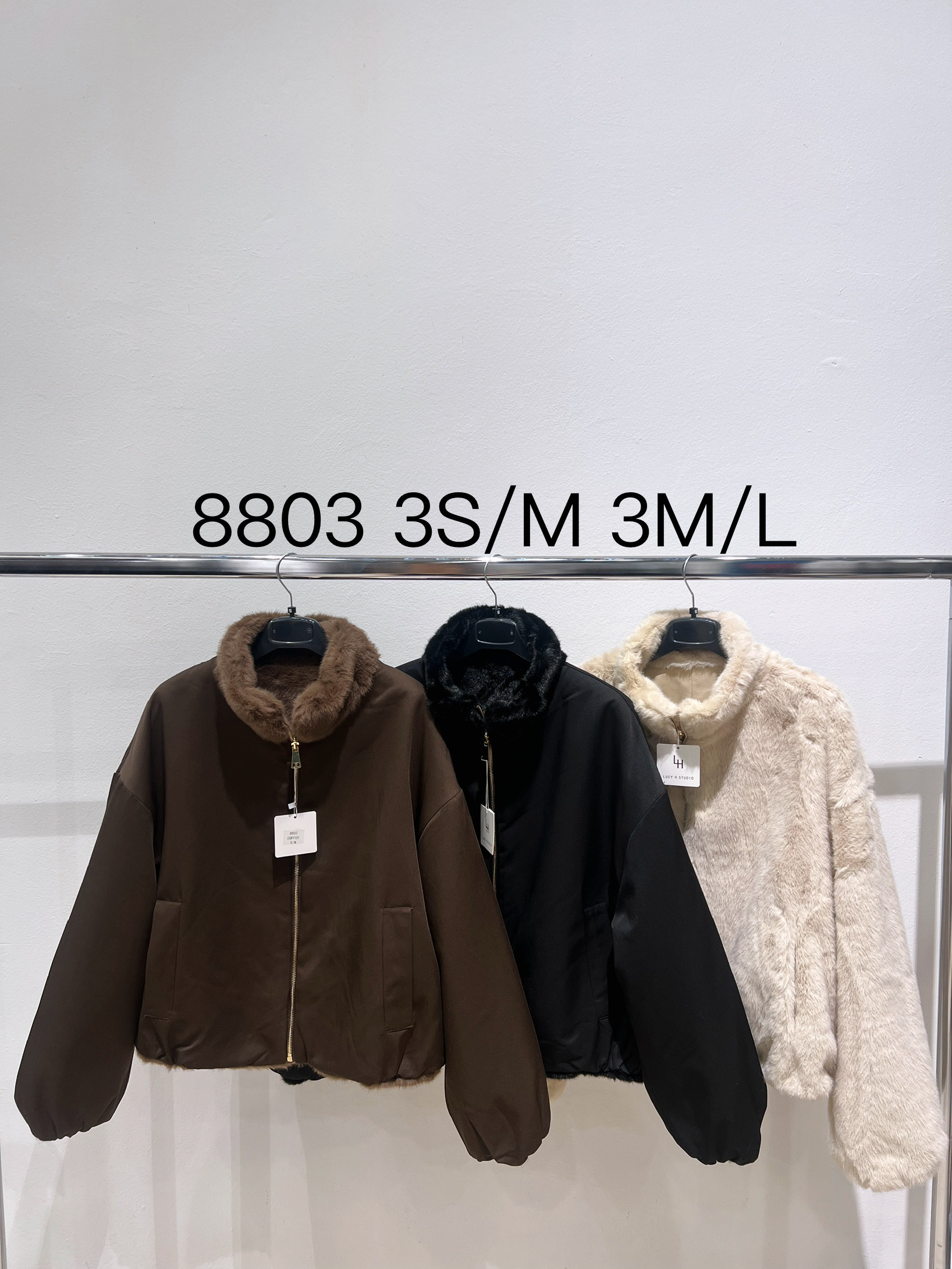 Faux-Fur Stand-Collar Bomber Jacket