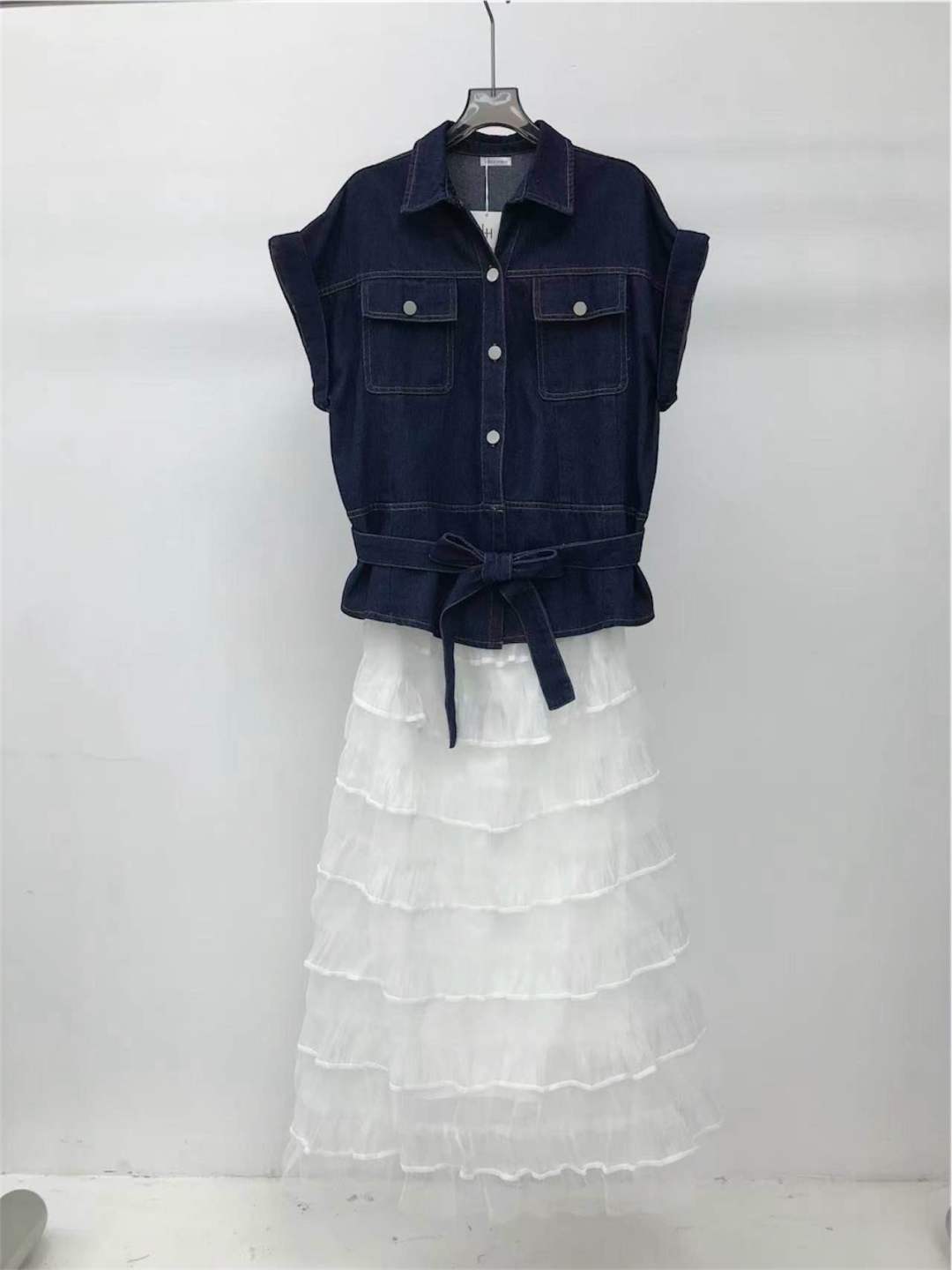 Denim Shirt and Skirt Set