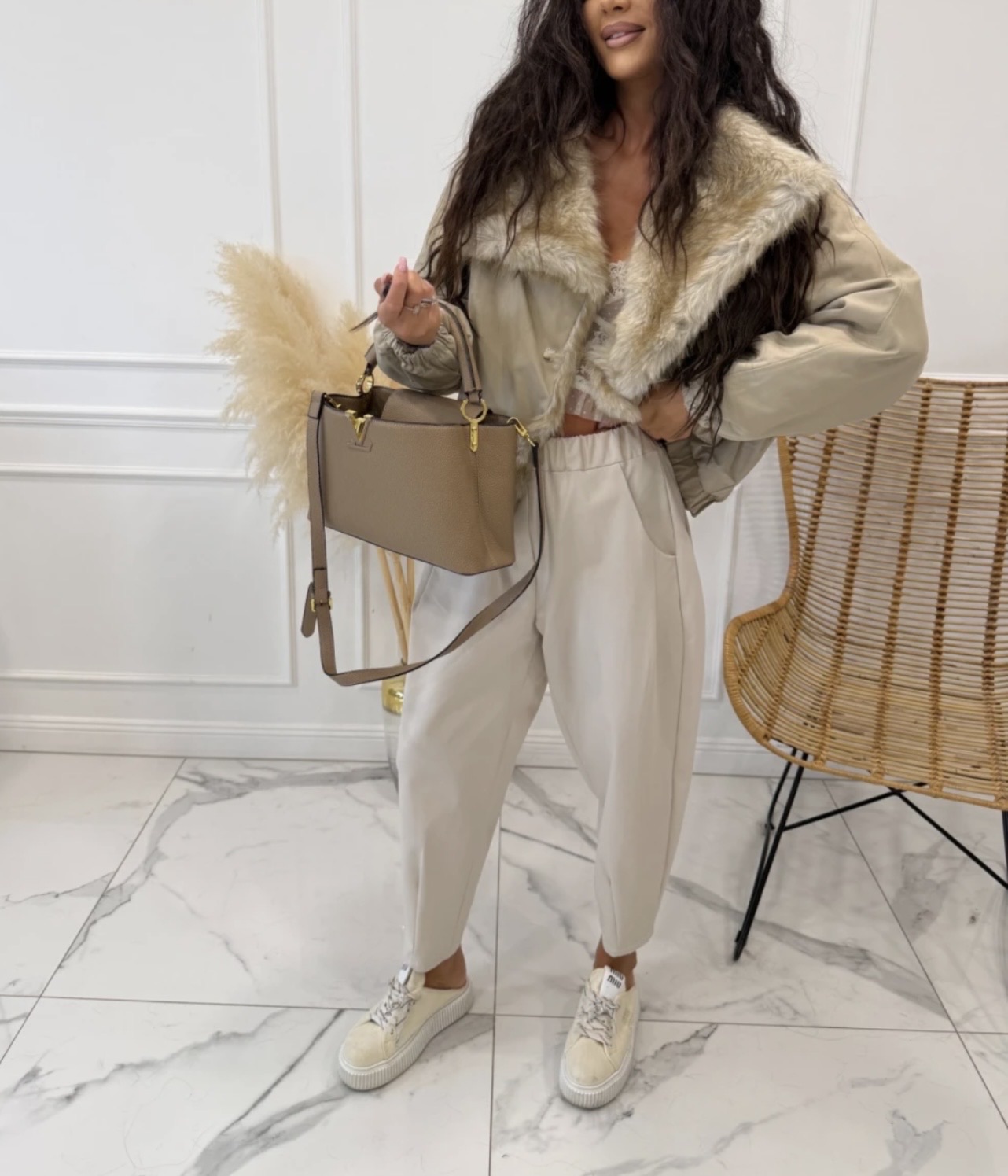 Bomber Jacket with Faux-Fur Collar