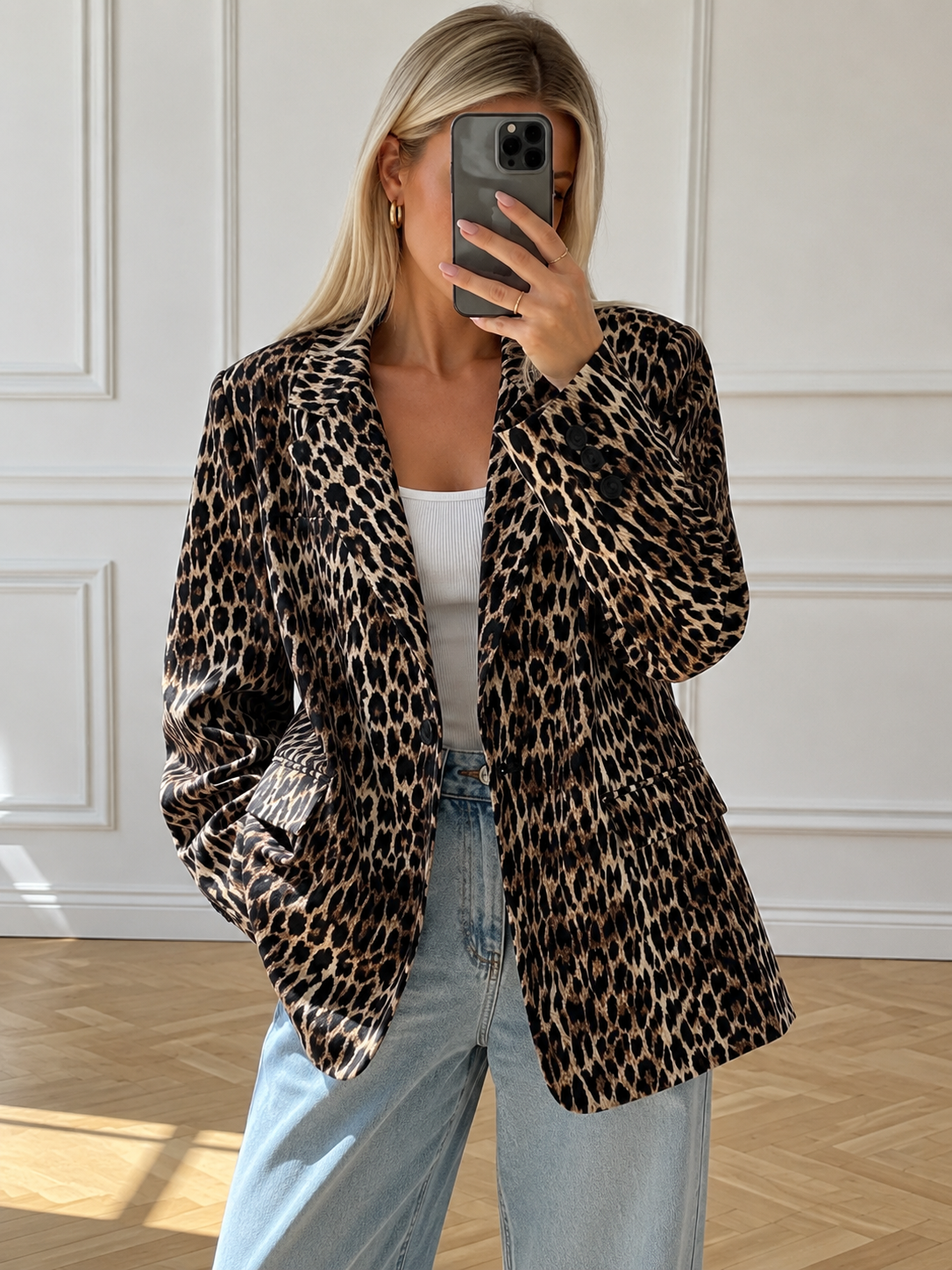 Tailored Leopard-Print Blazer