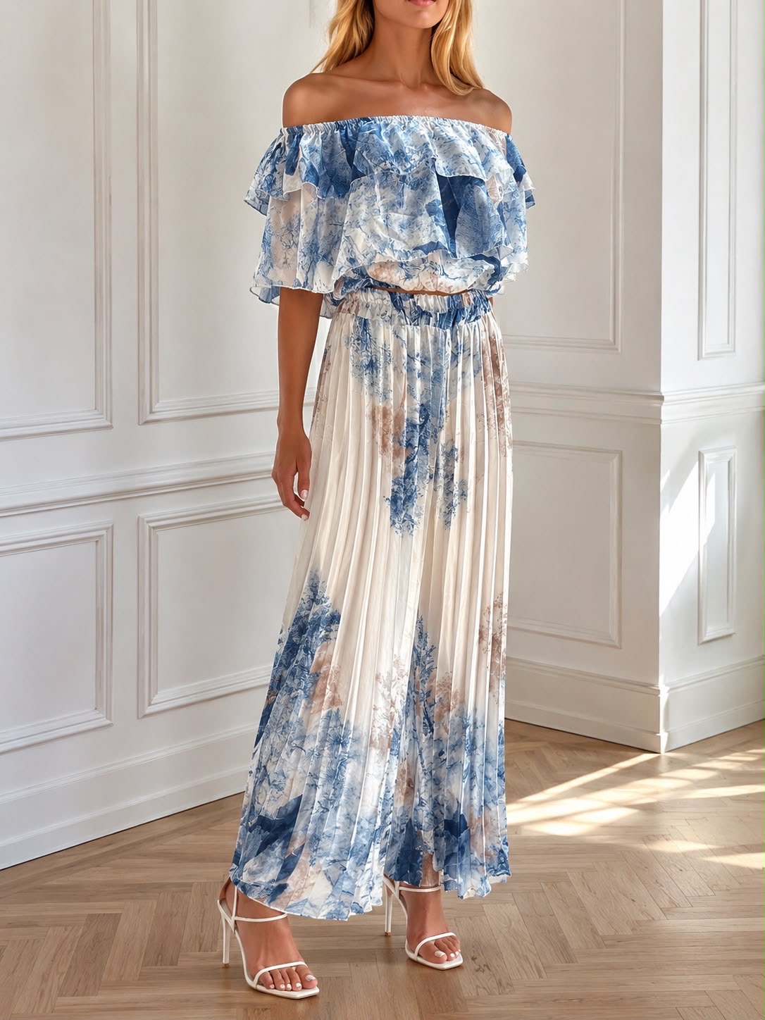 Off‑Shoulder Ruffled Two‑Piece Set