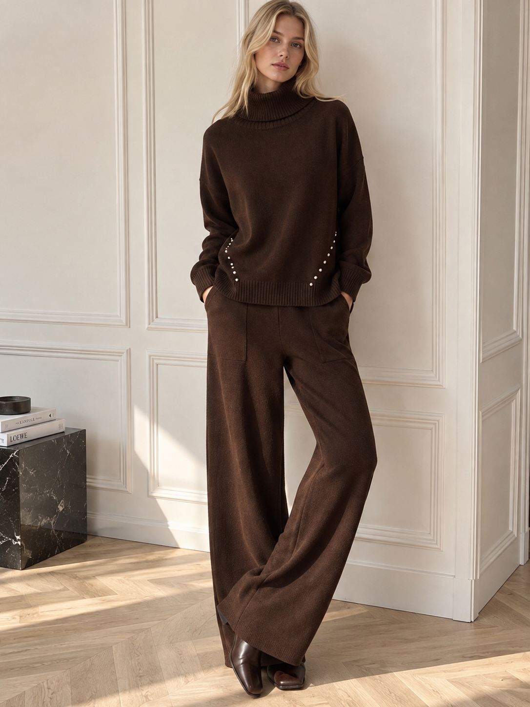 Relaxed Knit Set with Turtleneck