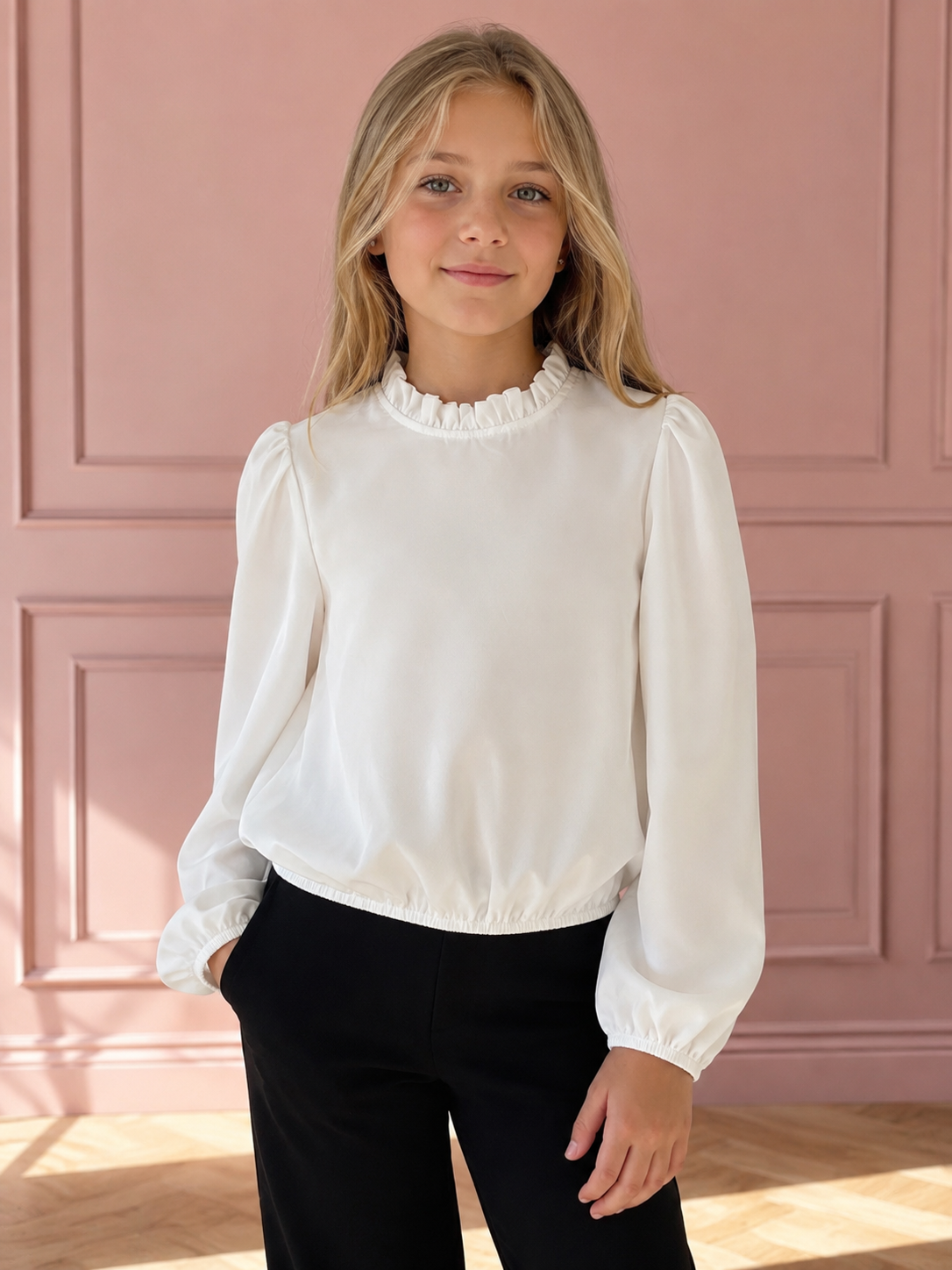 Regular Blouse with Ruffle