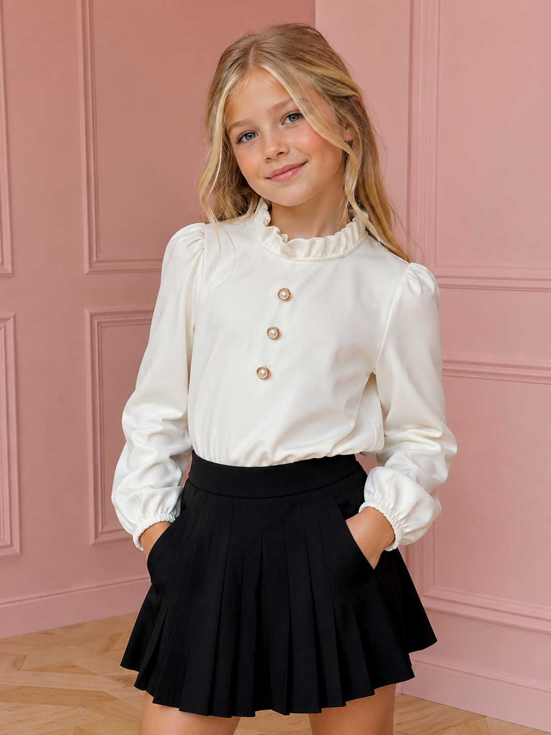 Frilled Blouse with Bishop Sleeve