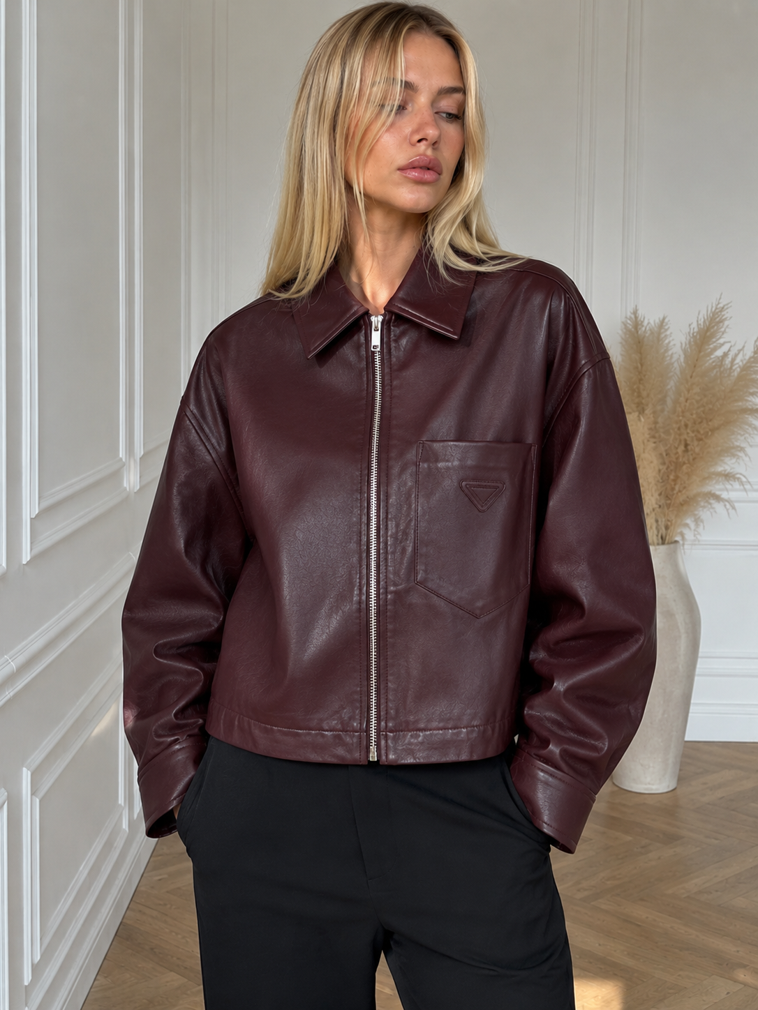 Oversize Jacket with Shirt Collar