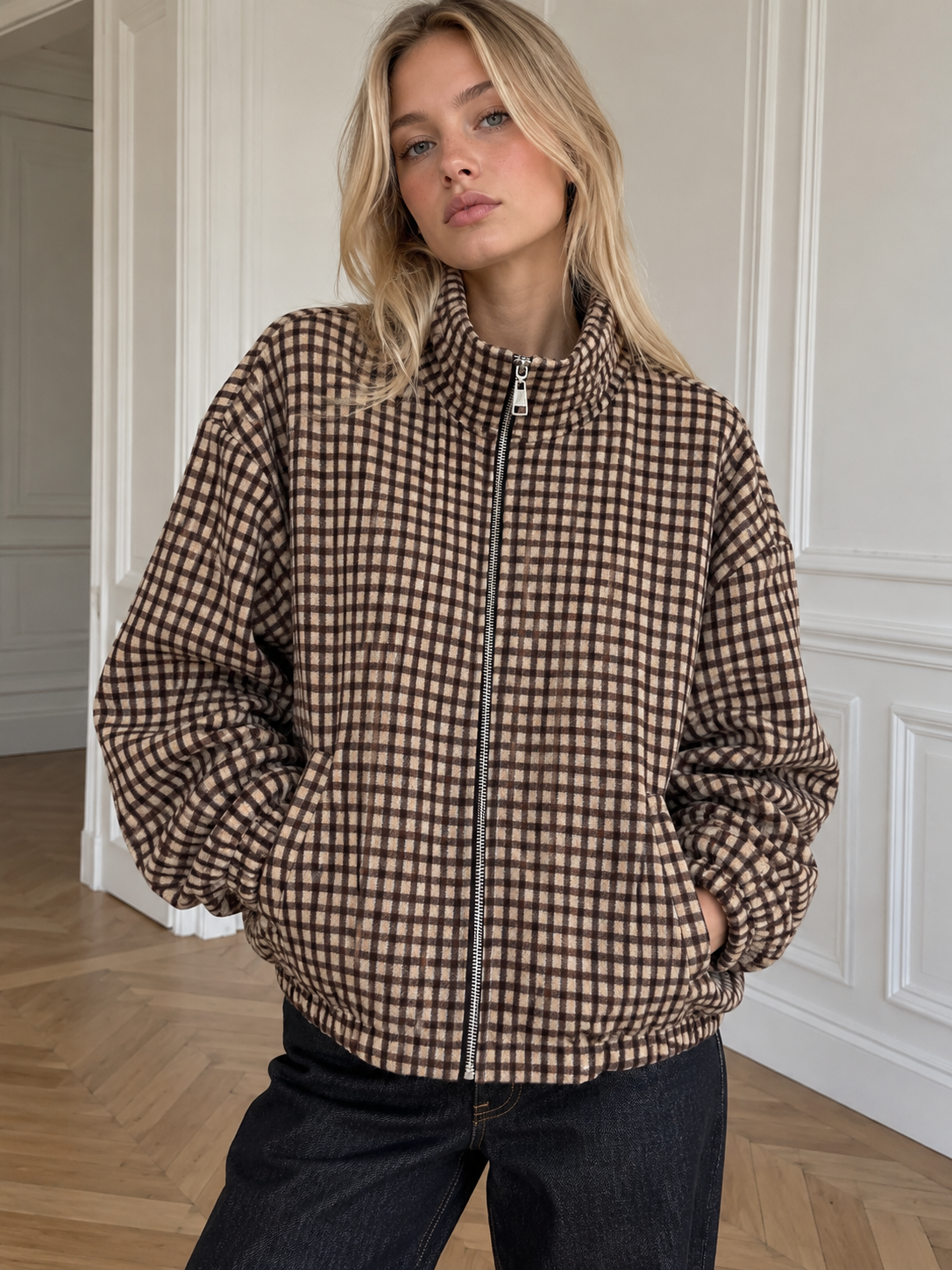 Oversized Bomber with Funnel Neck