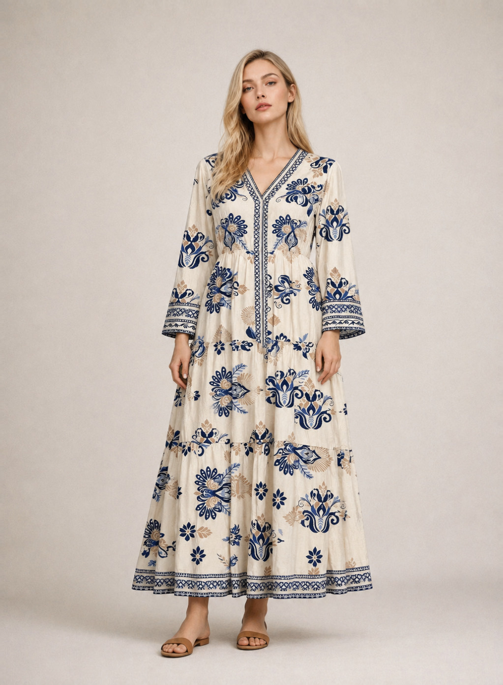 Relaxed Maxi V‑Neck Dress