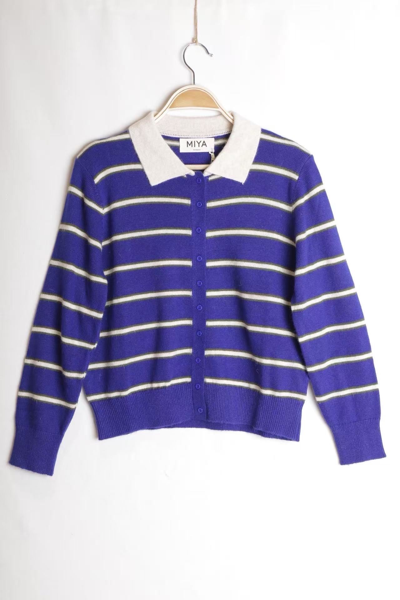 Simple Polo-Collar Cardigan