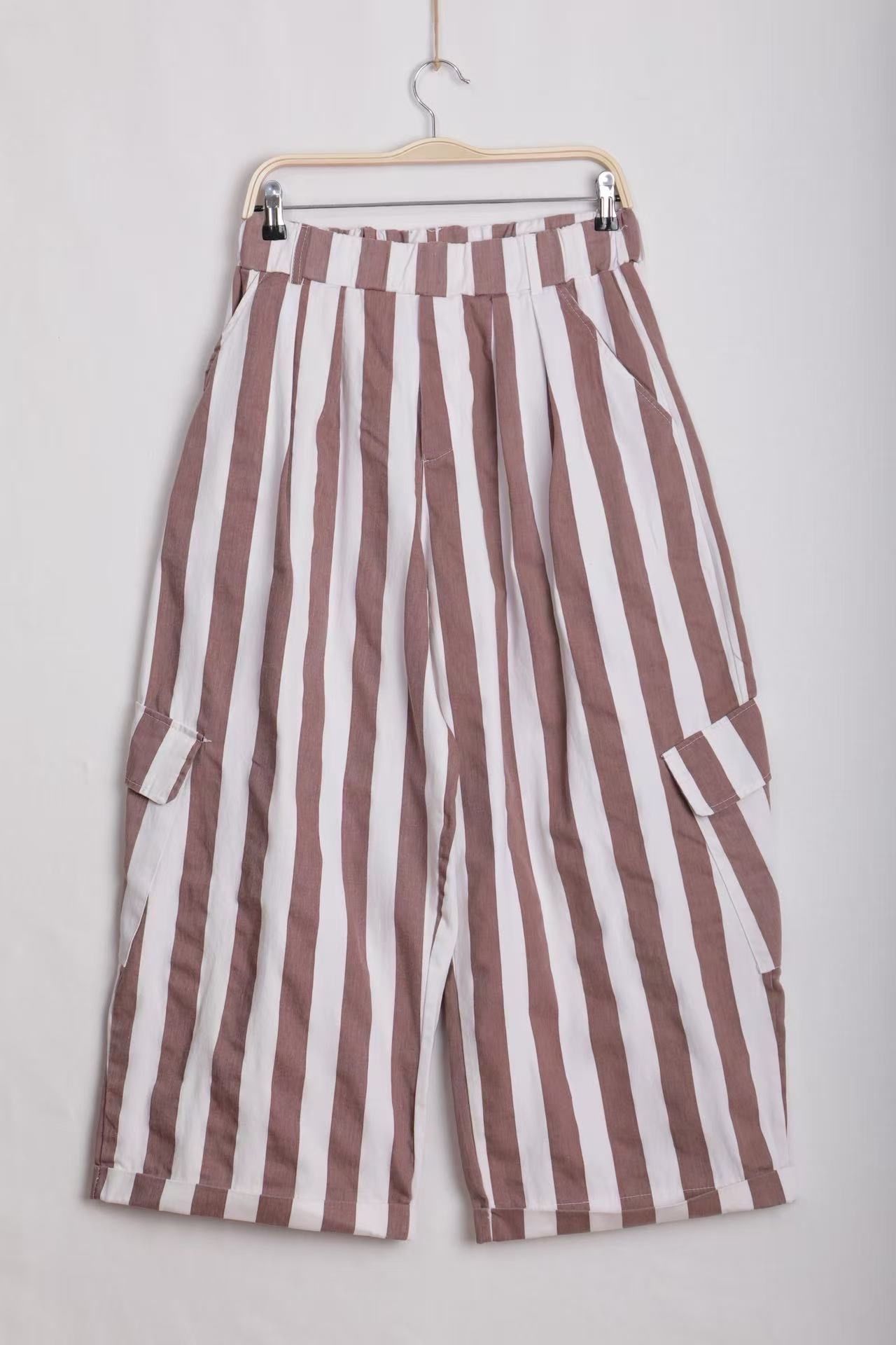 Culotte Trousers with Vertical Stripes