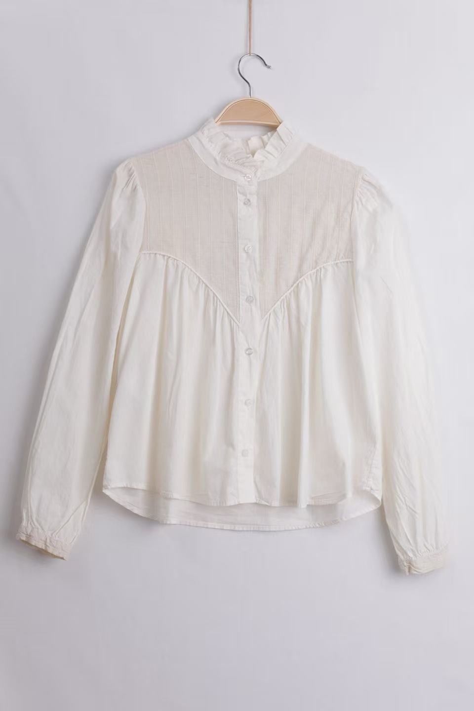 Ruffled Stand-Collar Blouse