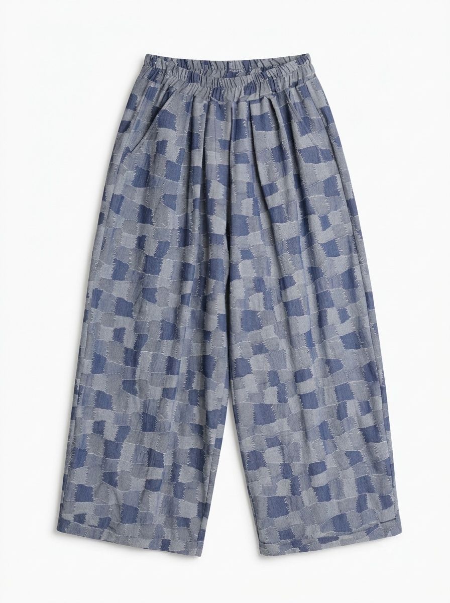 Wide-Leg Elastic Waist Trousers