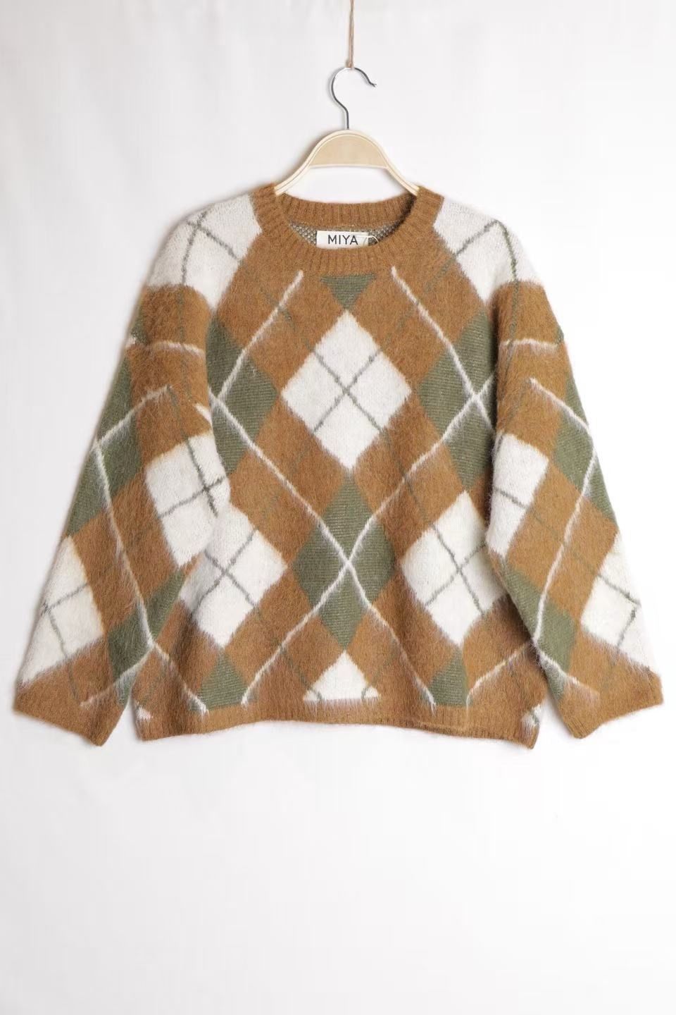 Relaxed Check Knit Sweater