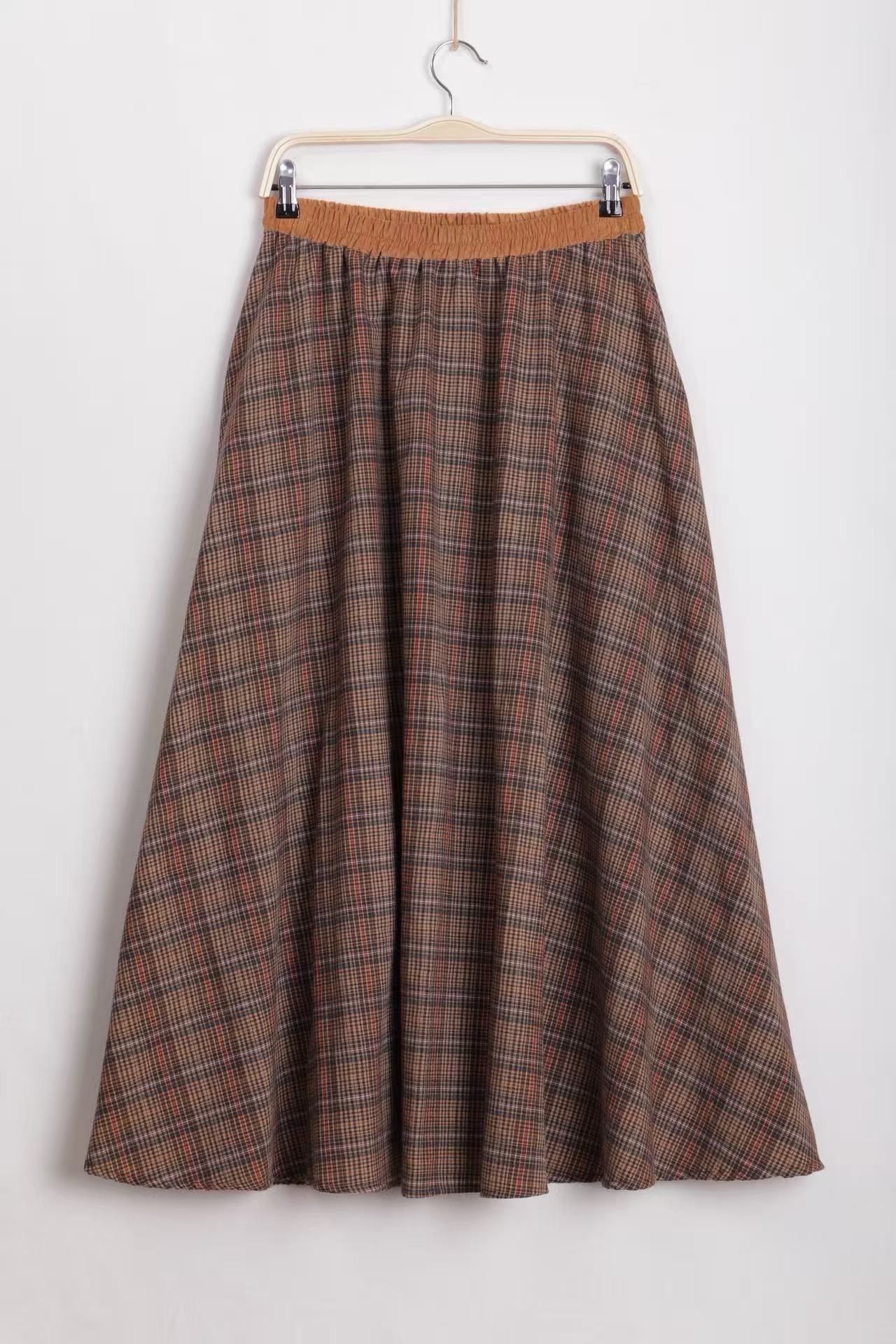Midi Flared Skirt — Check