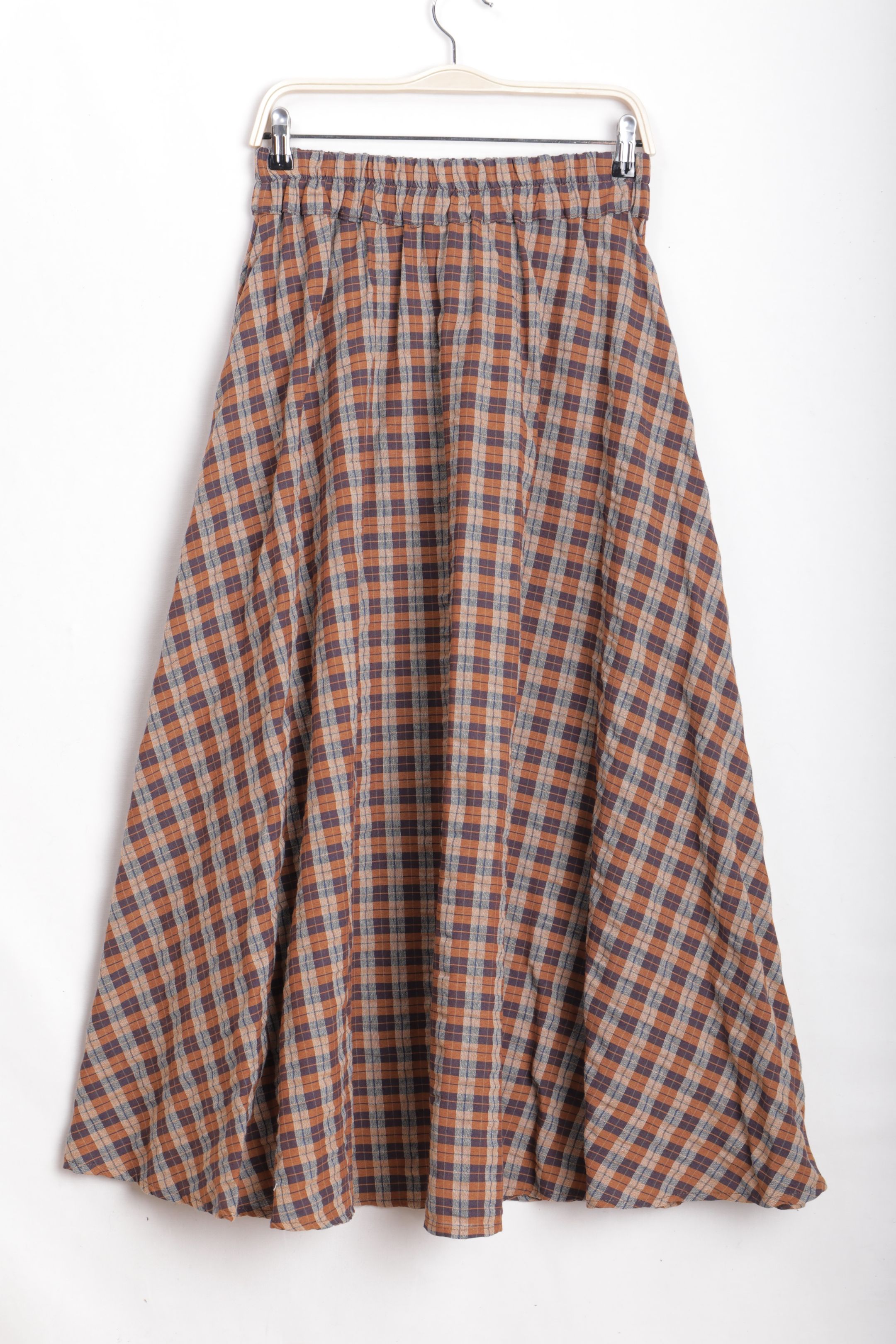 Midi A-line Skirt — Check
