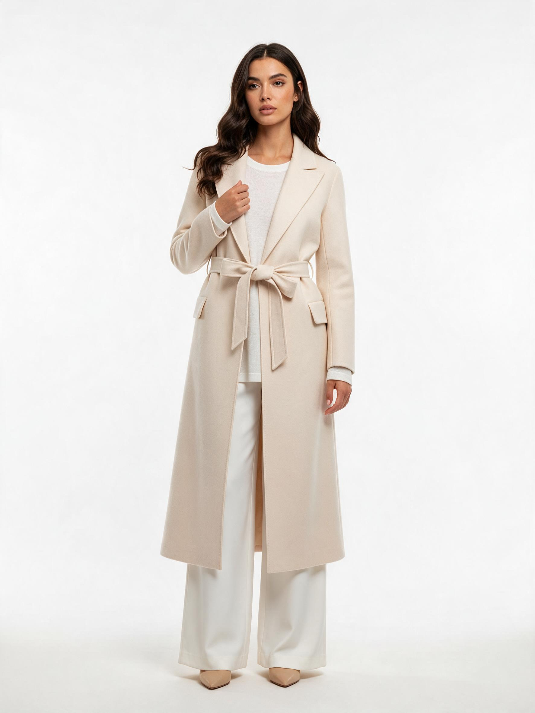 Maxi A-Line Coat with Tie Belt