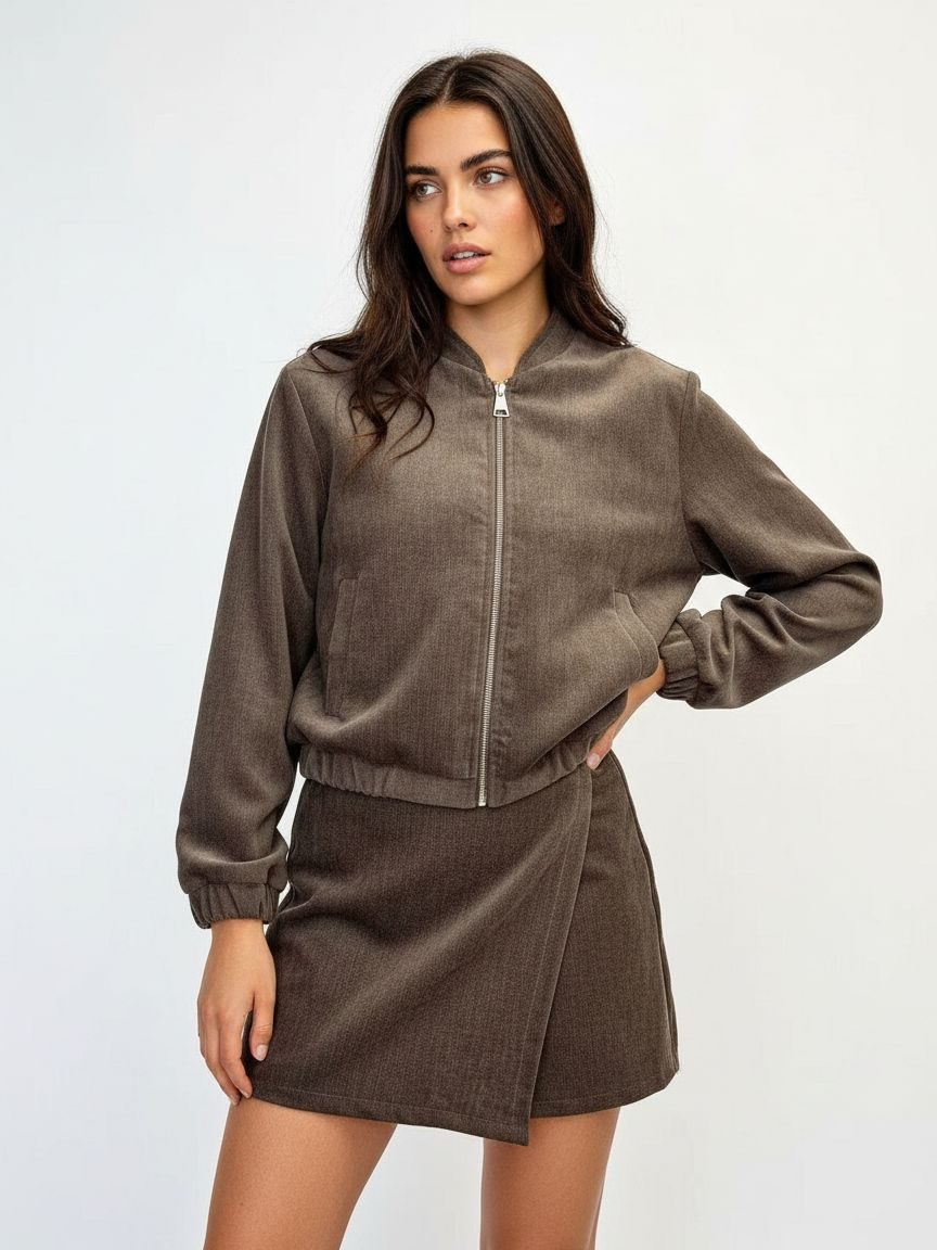 Bomber Jacket with Stand Collar