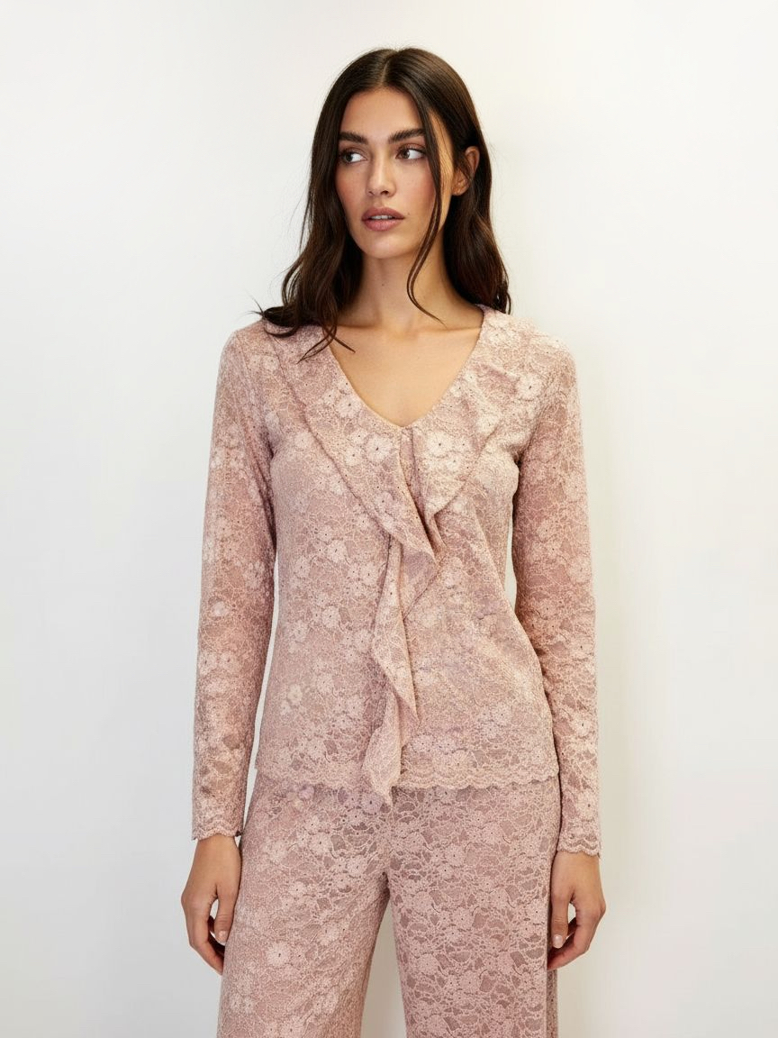 Lace Blouse with Ruffle