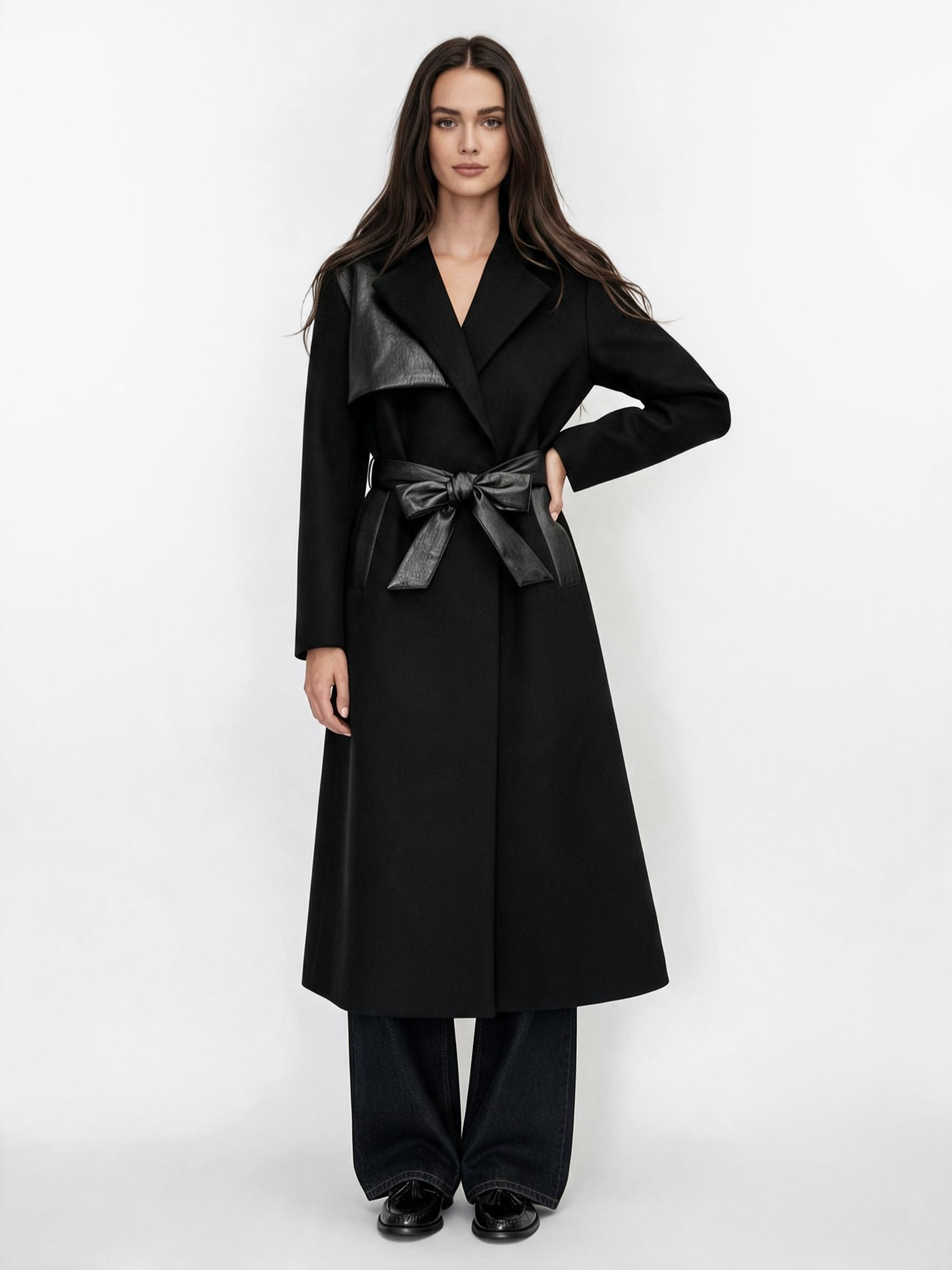 A-line Midi Coat with Belt