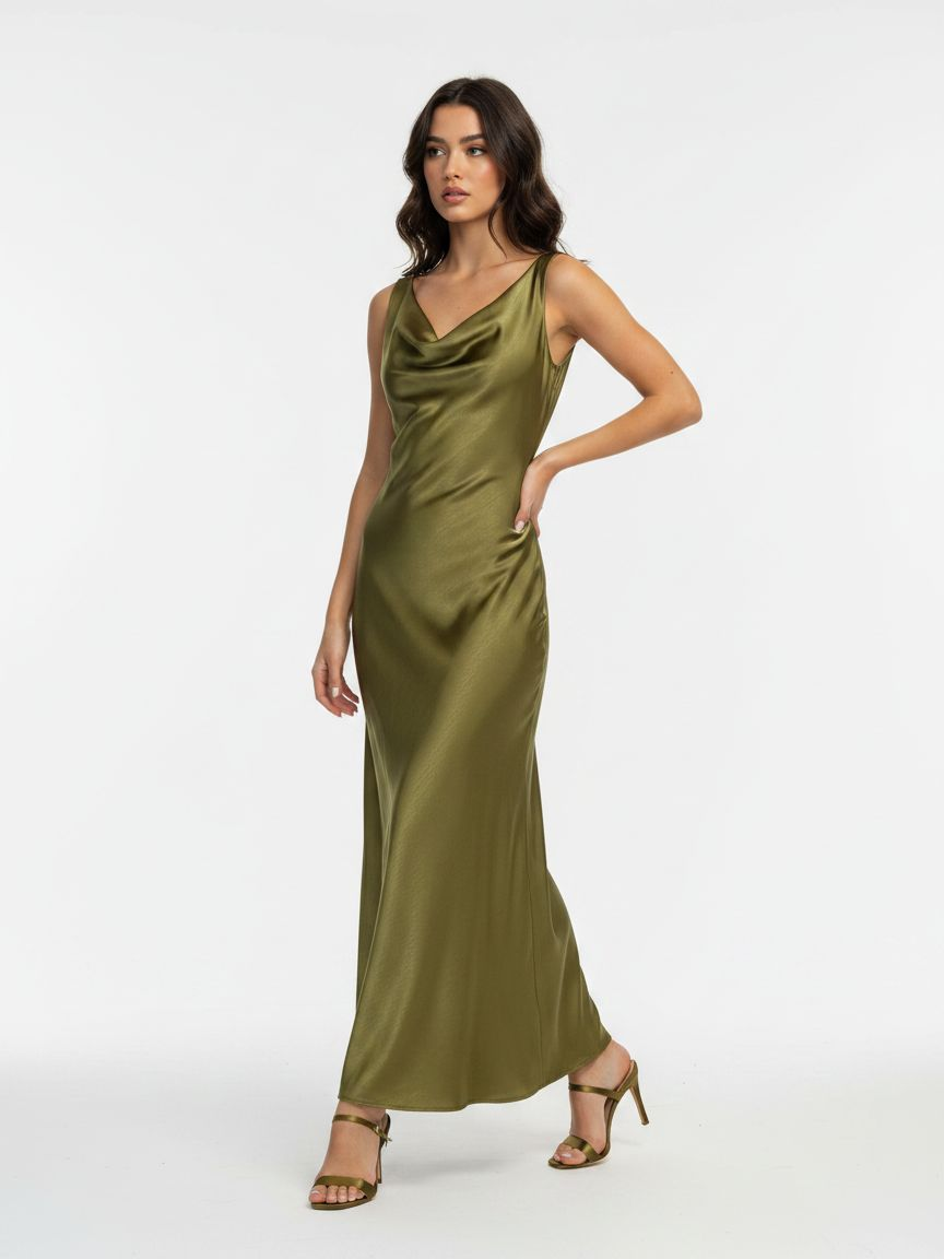 Slip Dress with Cowl Neck