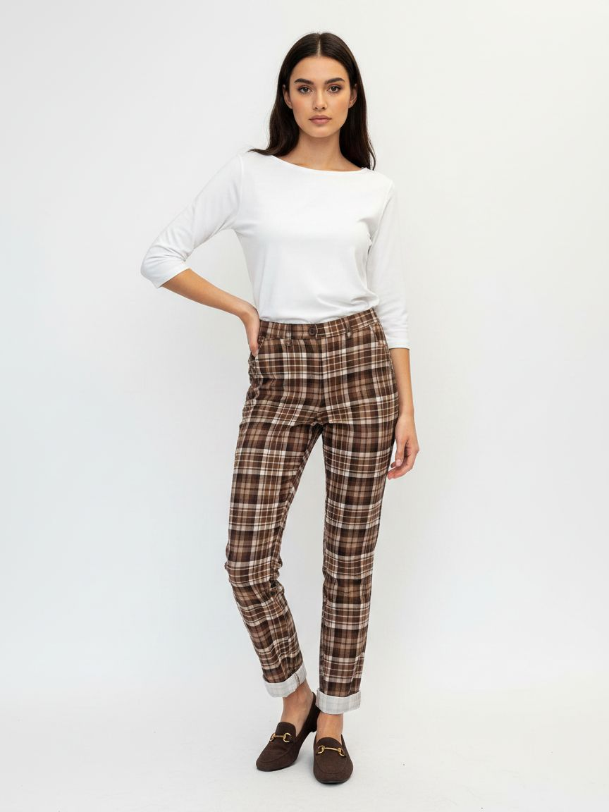 Straight Check Trousers