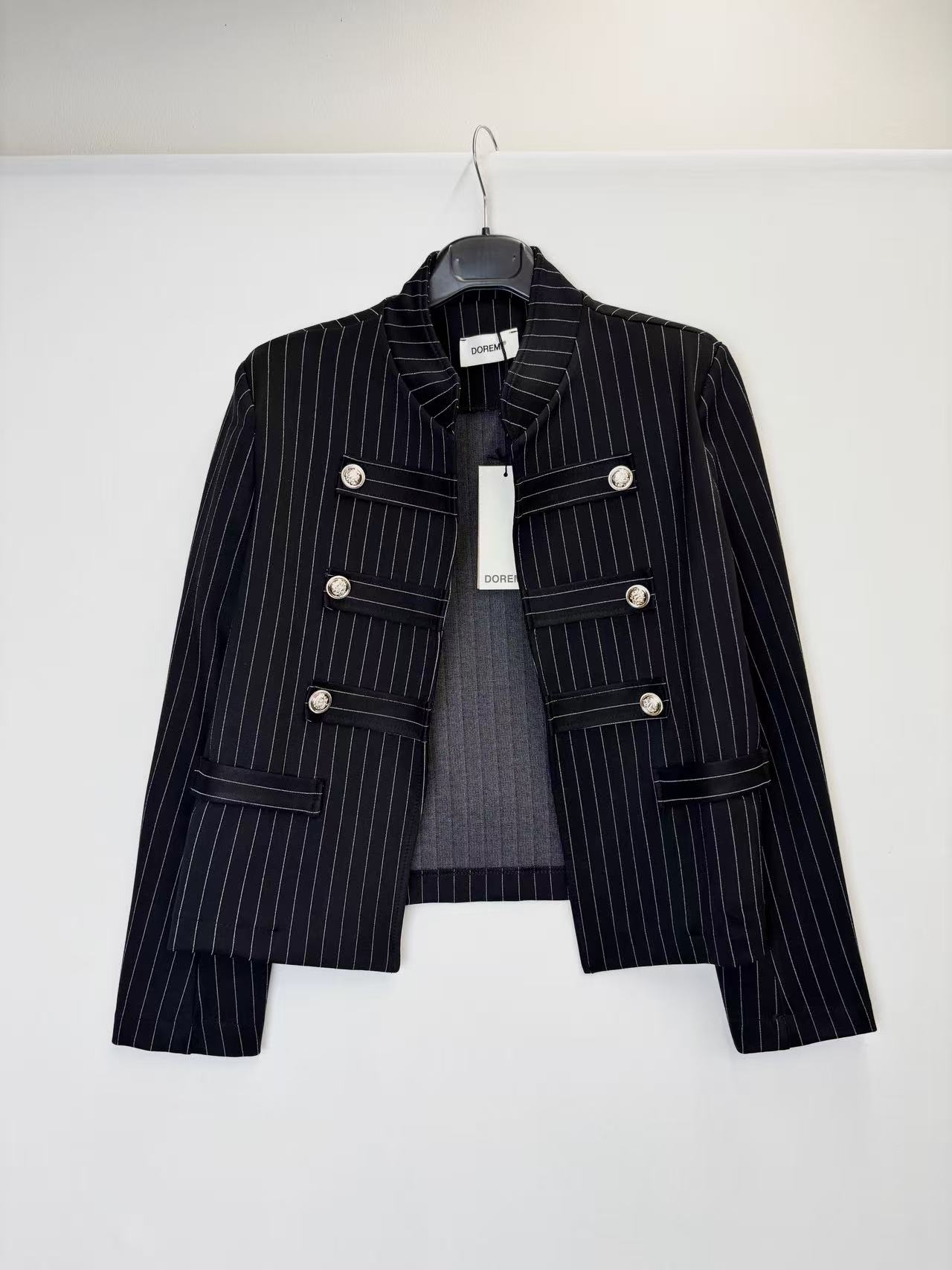Tailored Short Jacket with Stand Collar
