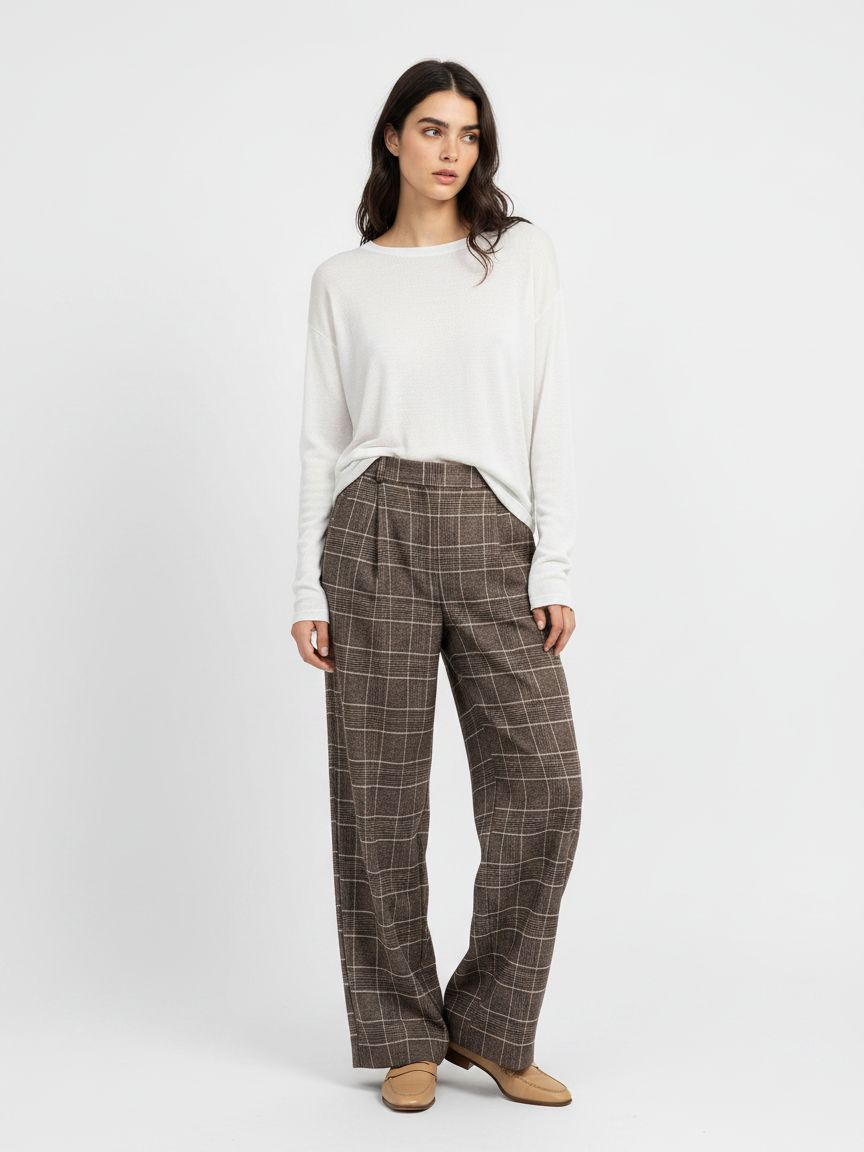 Wide-Leg Pleated Trousers