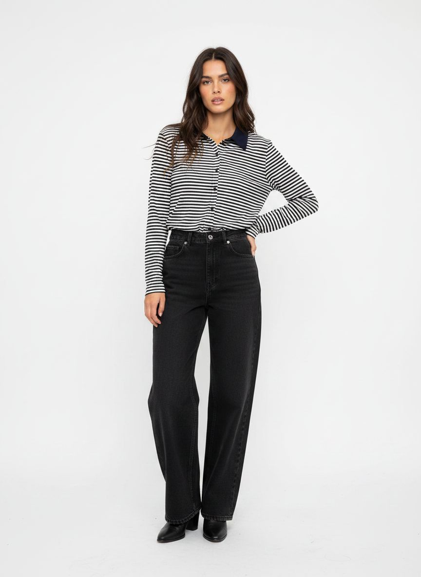 Striped Collar Blouse