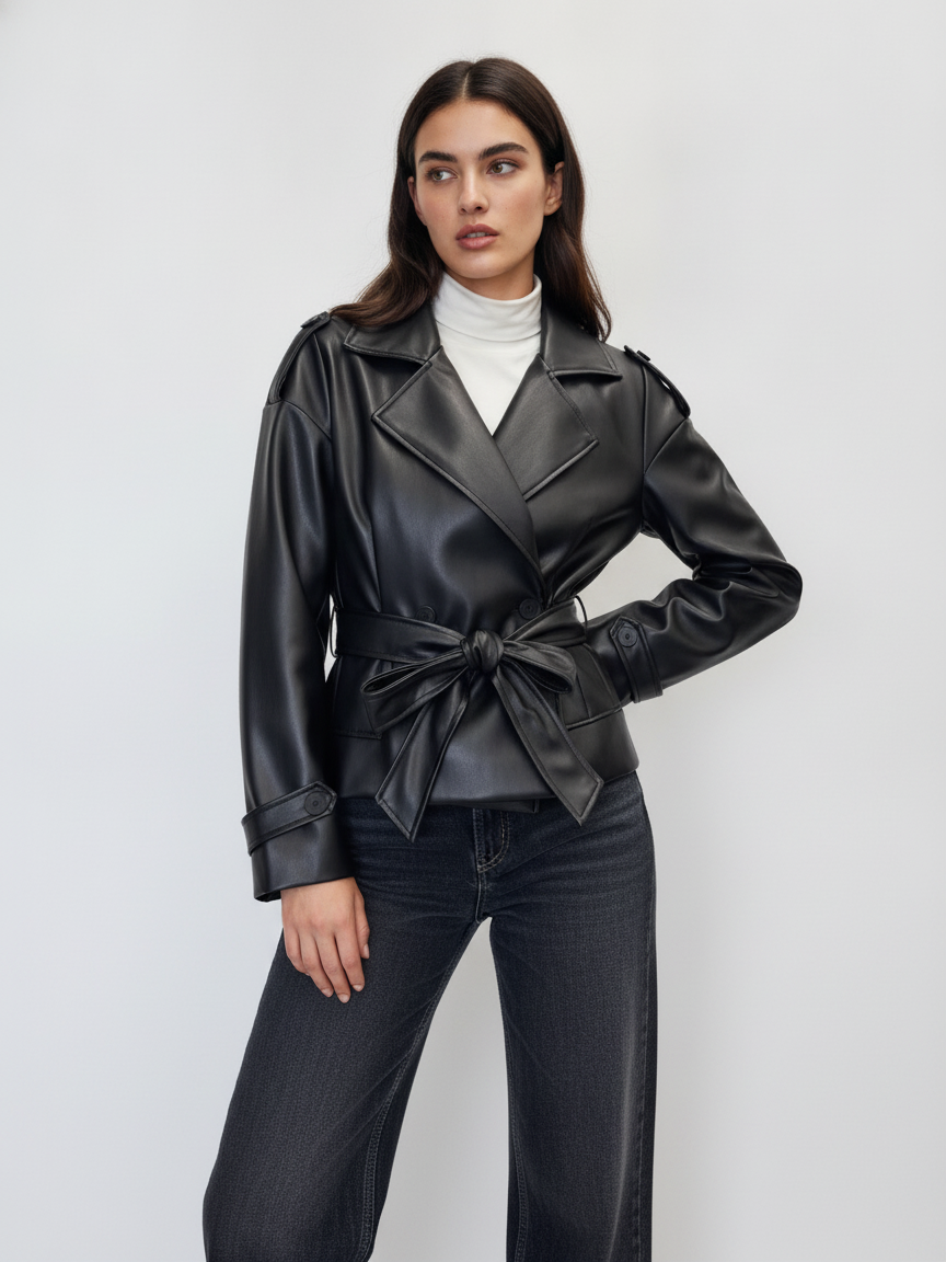 Double‑Breasted Belted Jacket