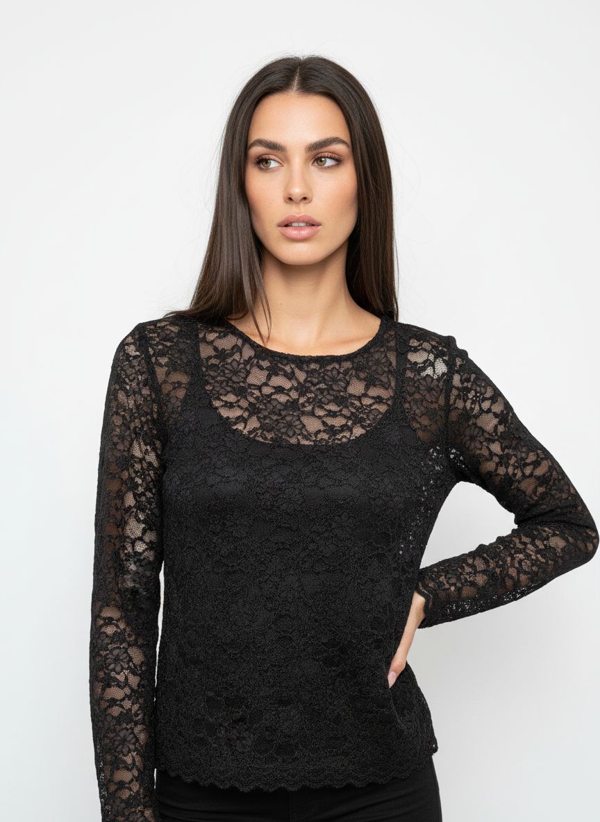 Lace Boat-Neck Top