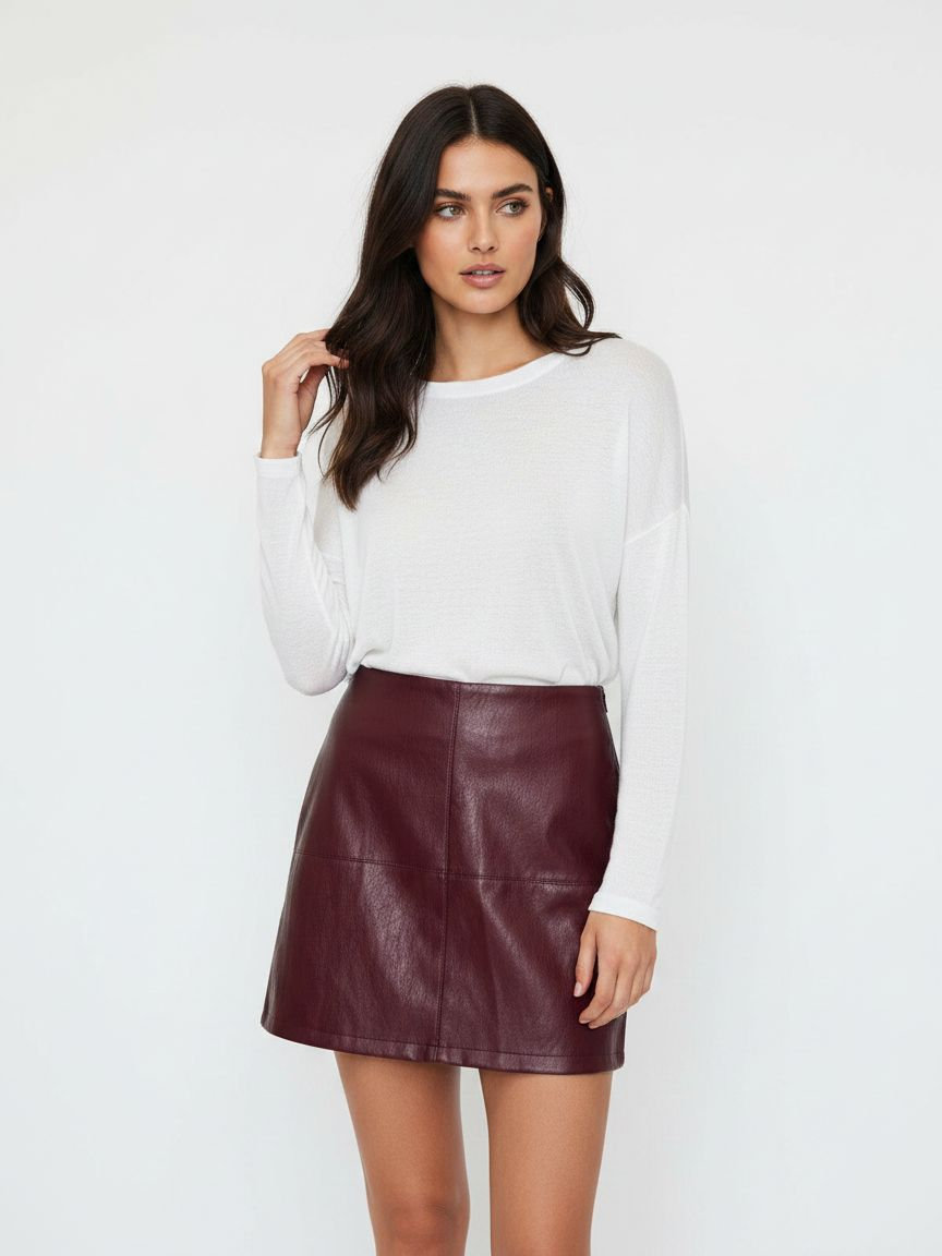 A-Line Mini Skirt in Vegan Leather