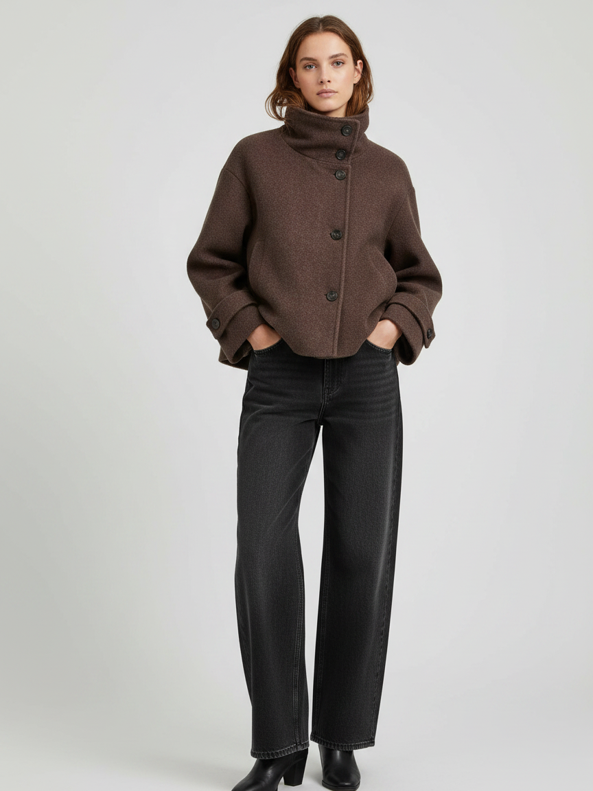 Oversized Jacket with Stand Collar