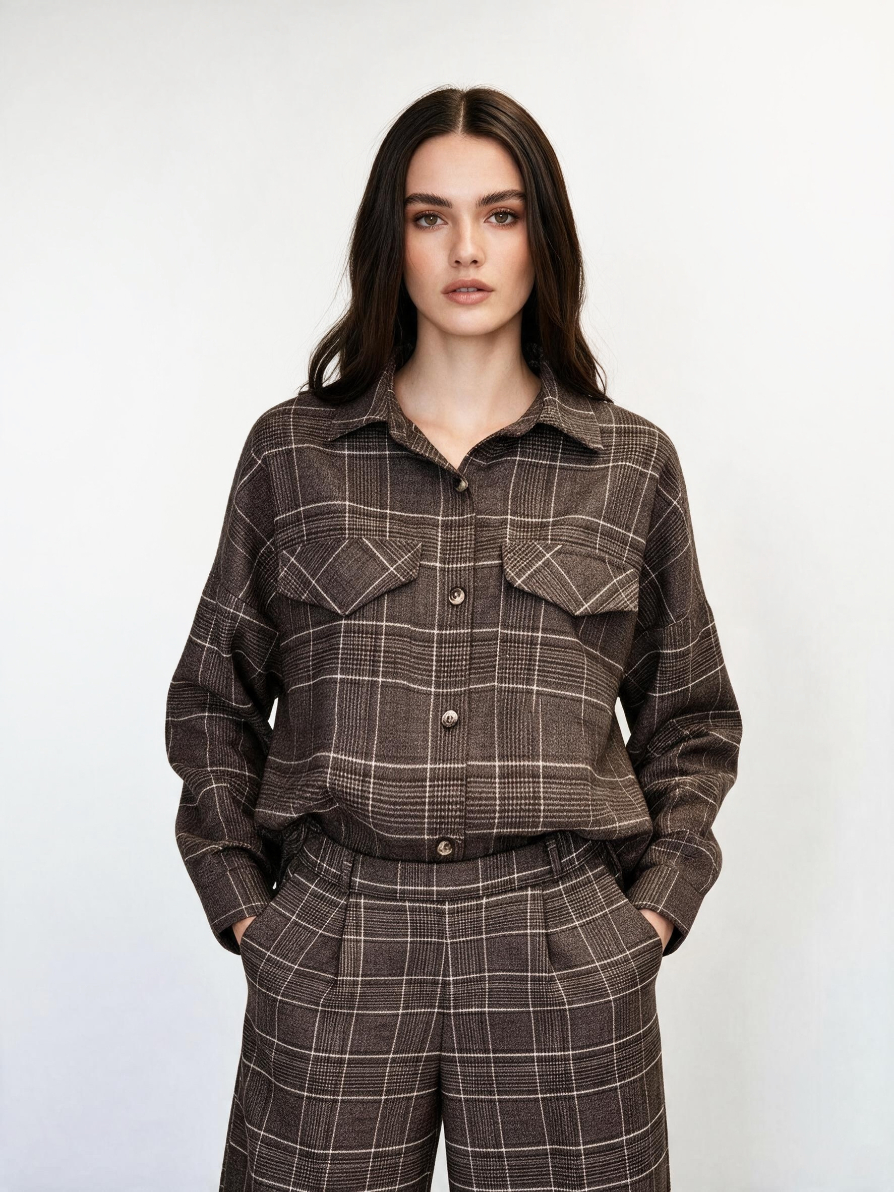 Oversized Long Shirt with Shirt Collar