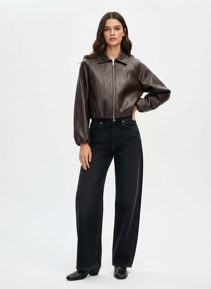 Bomber Jacket with Shirt Collar