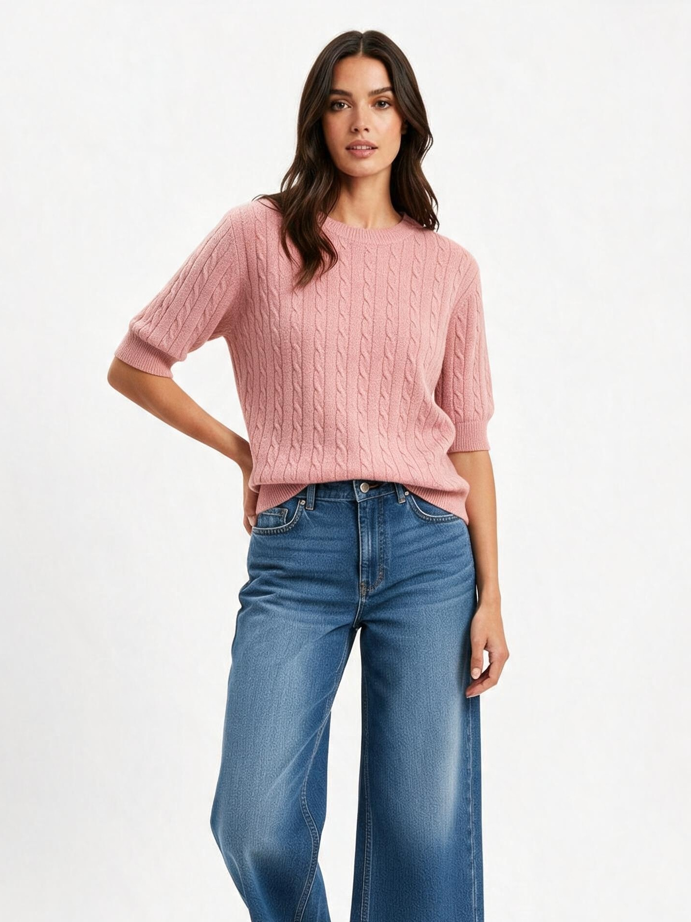 3/4 Cable-Knit Sweater