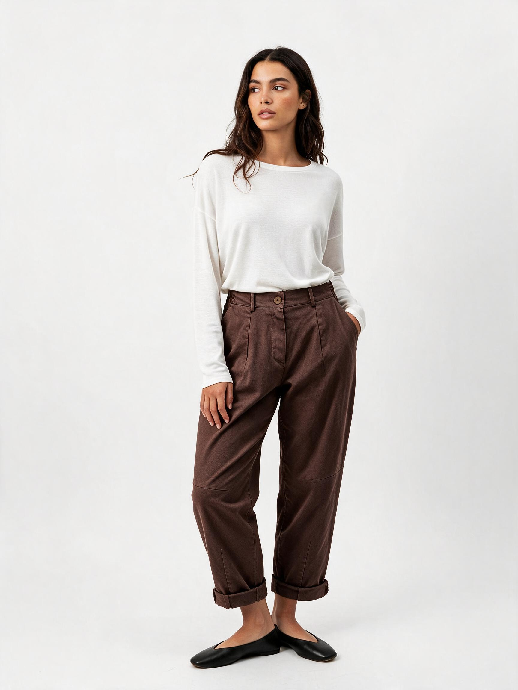 High‑Waist Straight Trousers