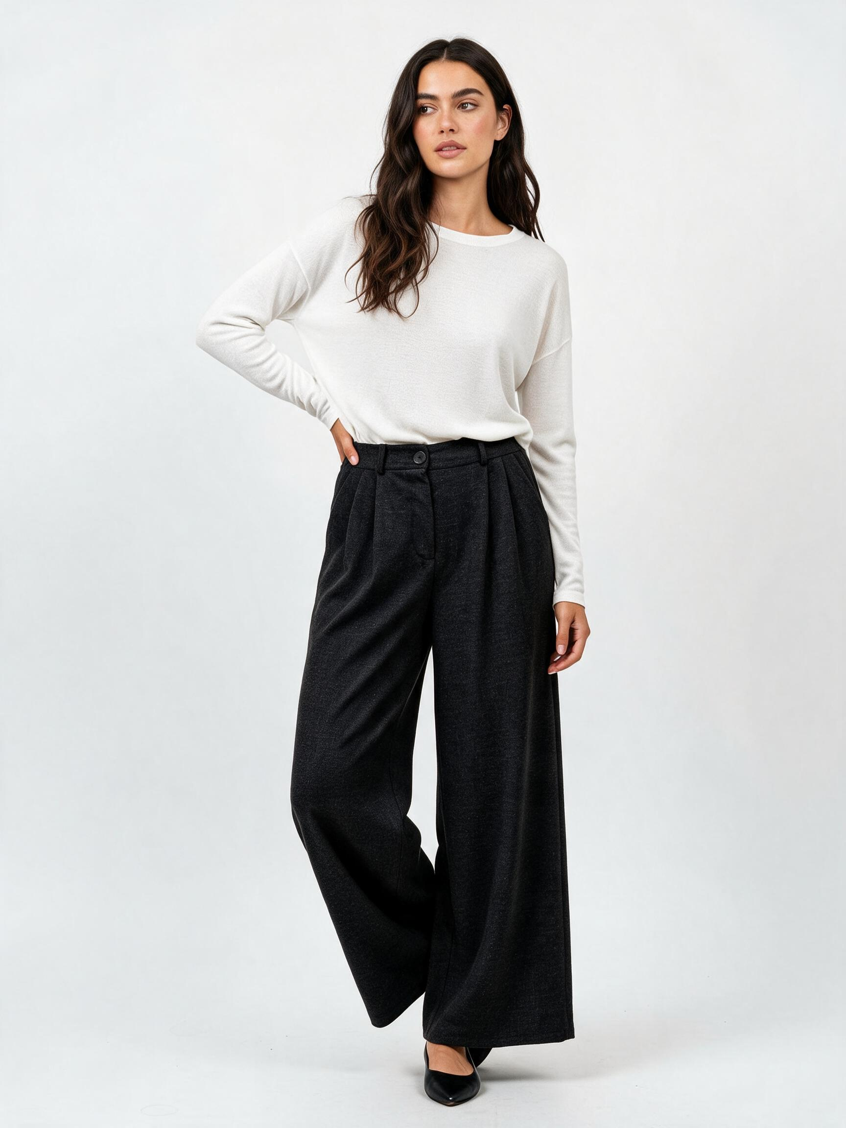 Wide High‑Waist Trousers