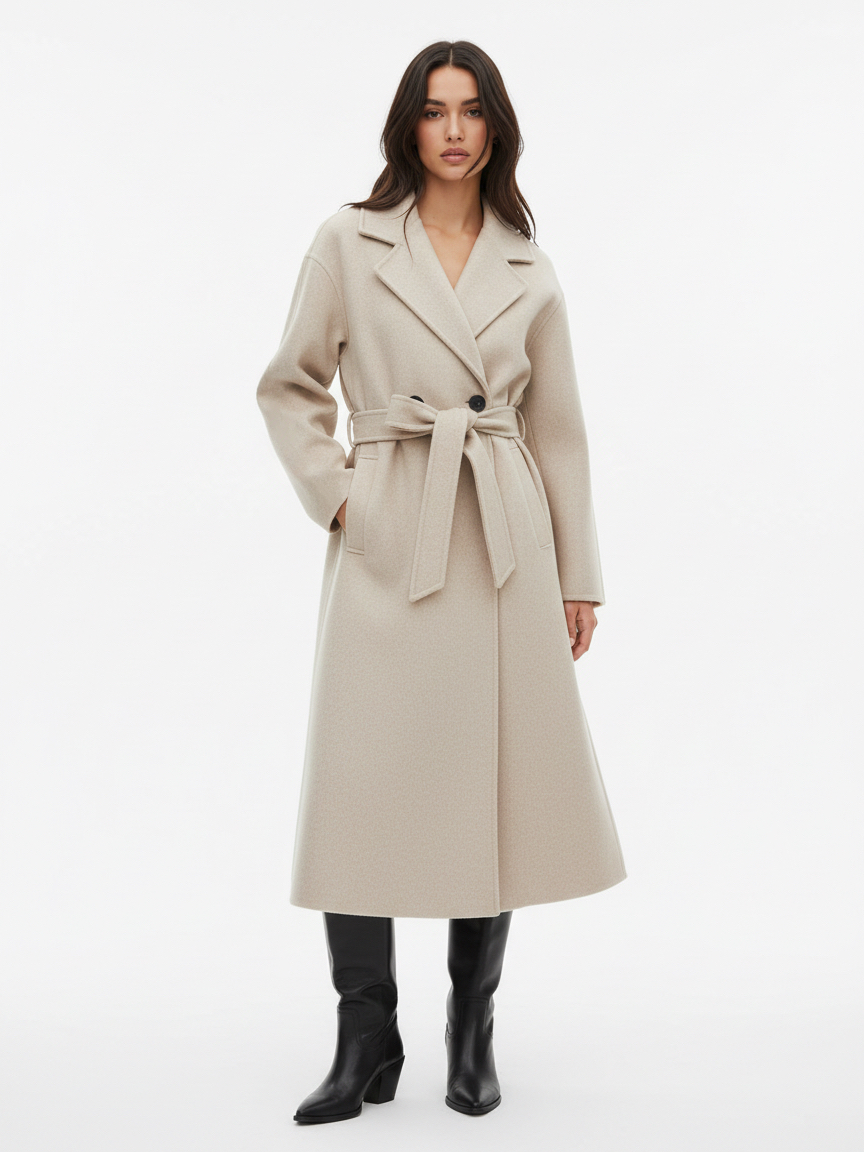 Tailored Midi Coat with Belt