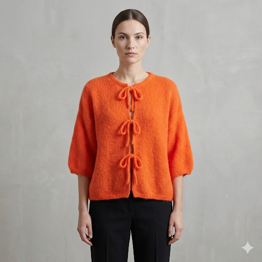 Relaxed Cardigan with Bow
