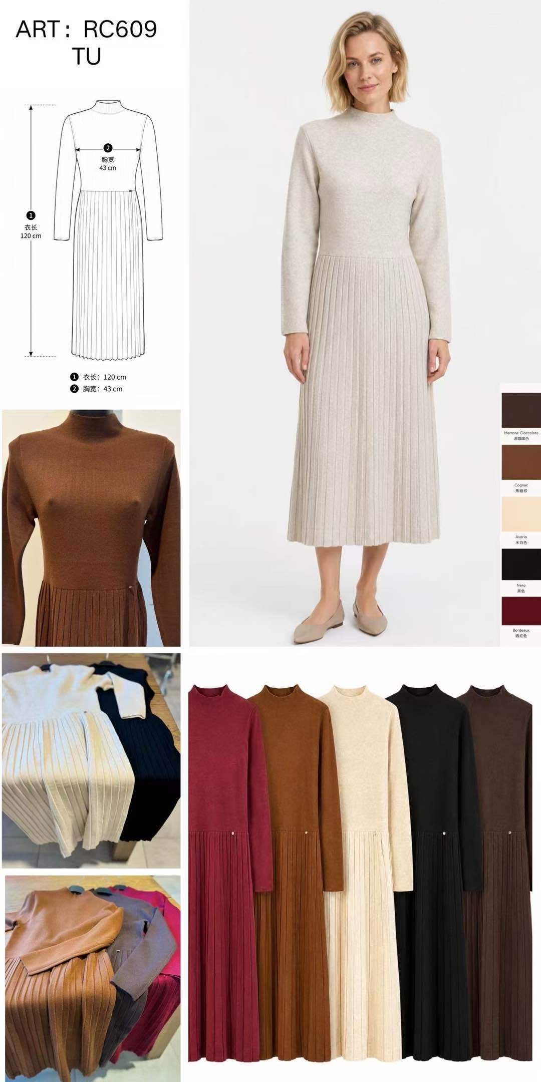 Midi A-Line Dress with Mock Neck