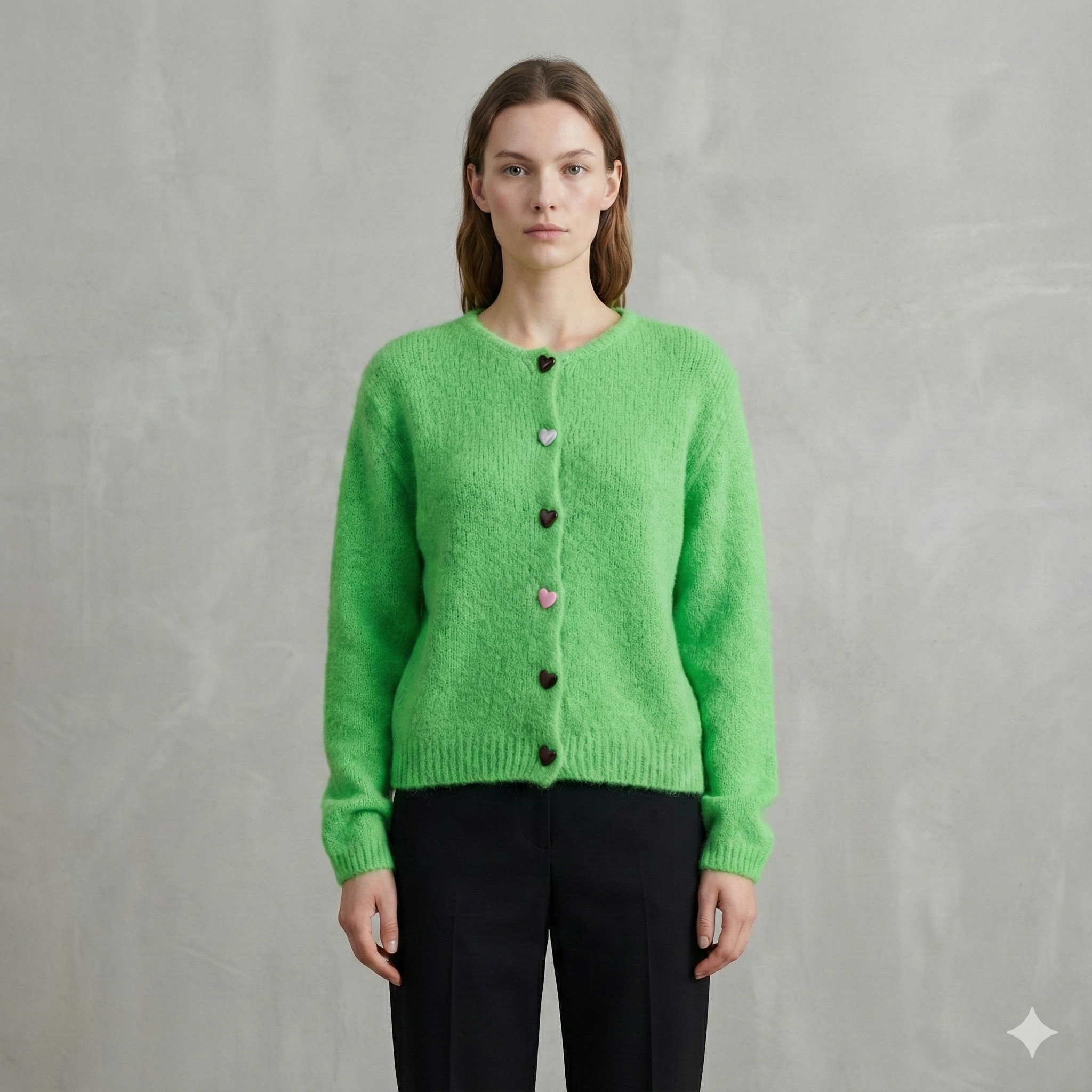 Fuzzy Button-Front Cardigan
