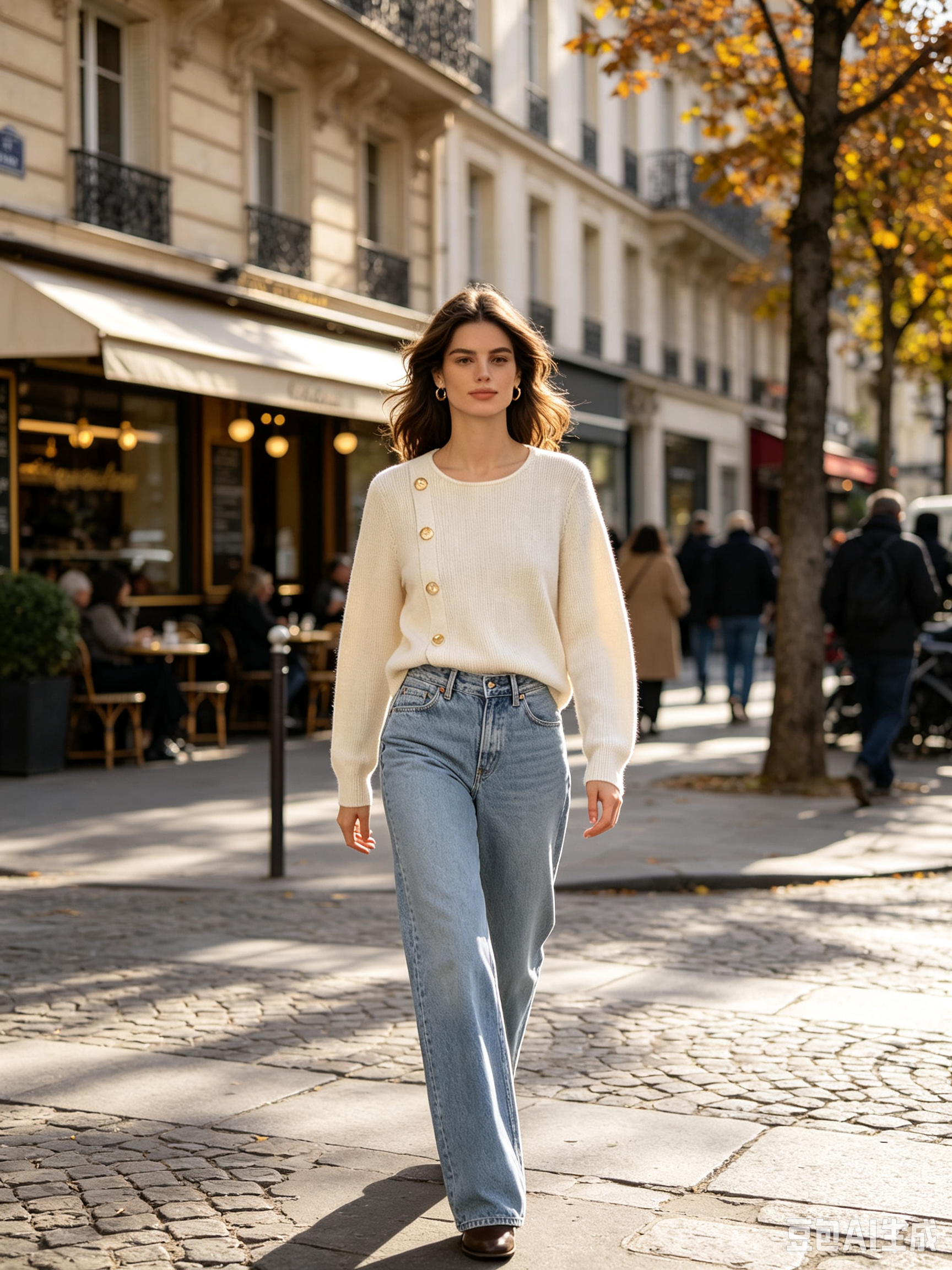 Ribbed Button-Detail Sweater